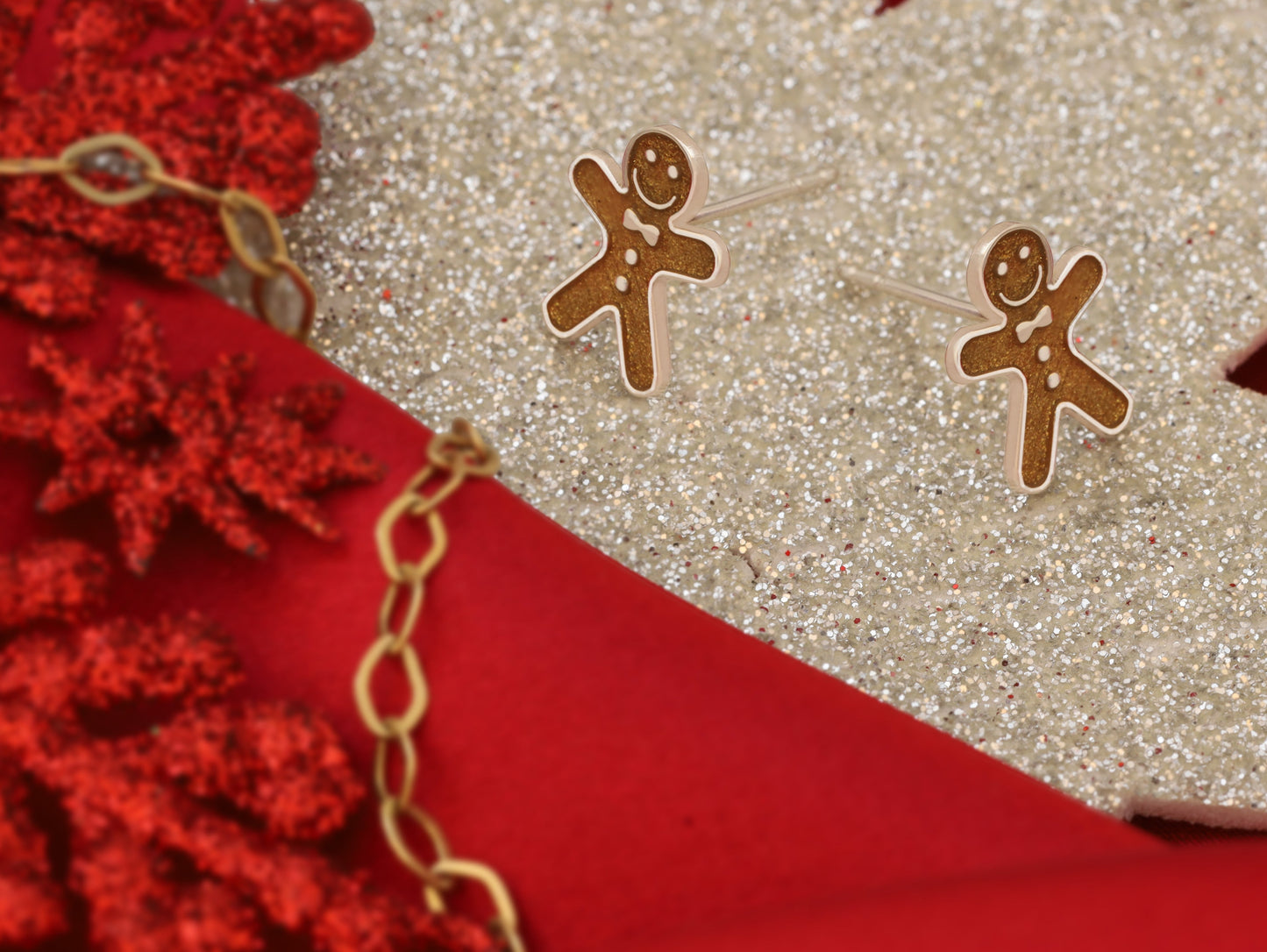 925 Sterling Silver Christmas Gingerbread Earrings