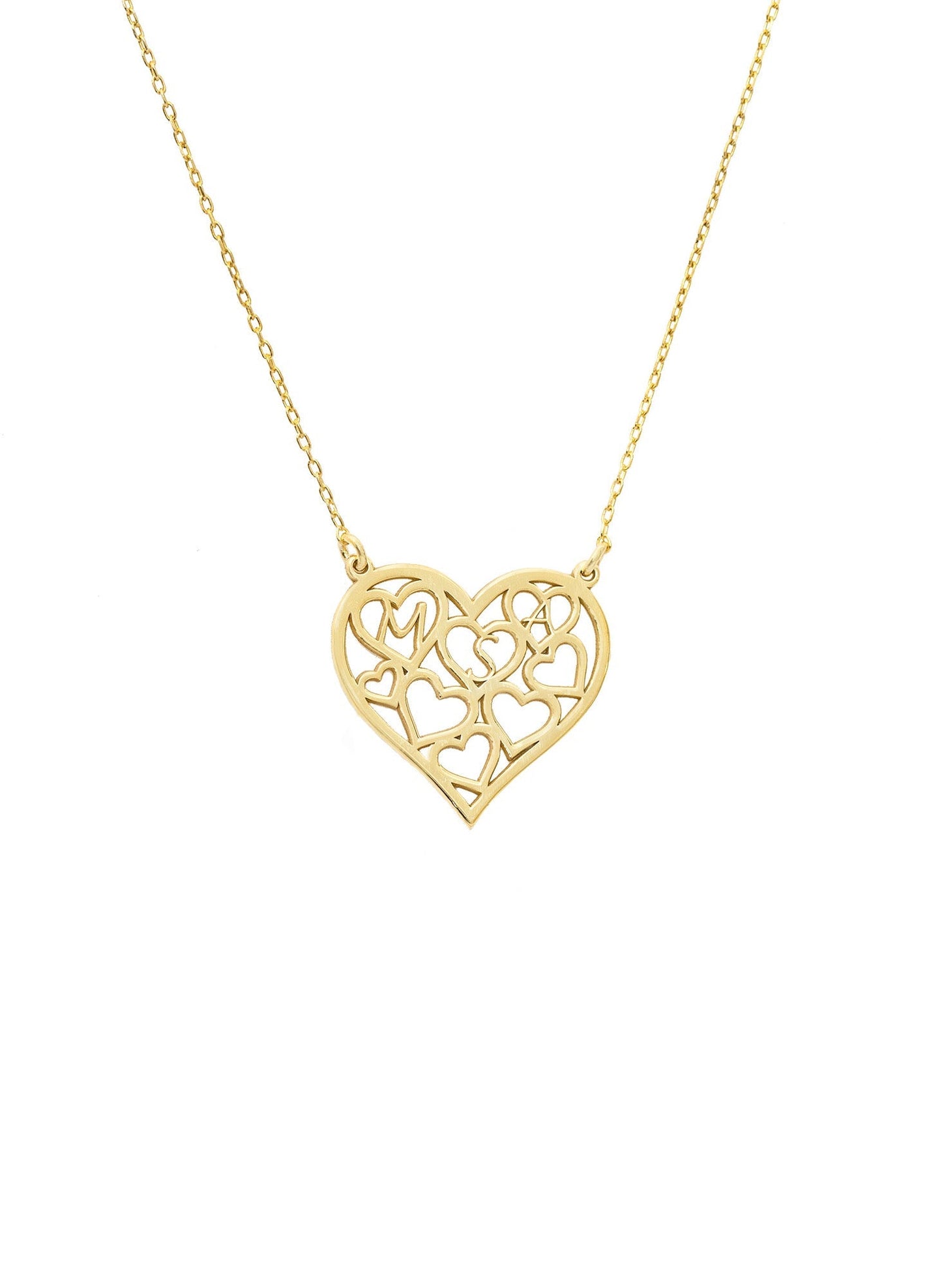 925 Sterling Silver Heart Necklace with Initials