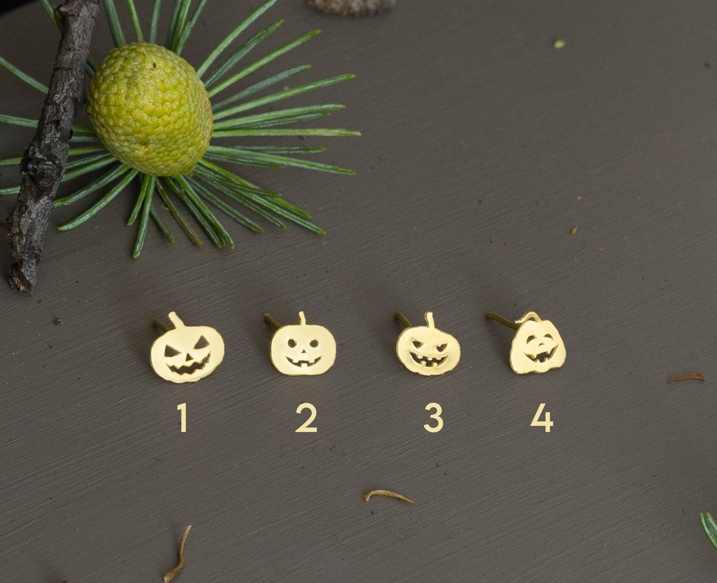 925 Sterling Silver Pumpkin Stud Earrings