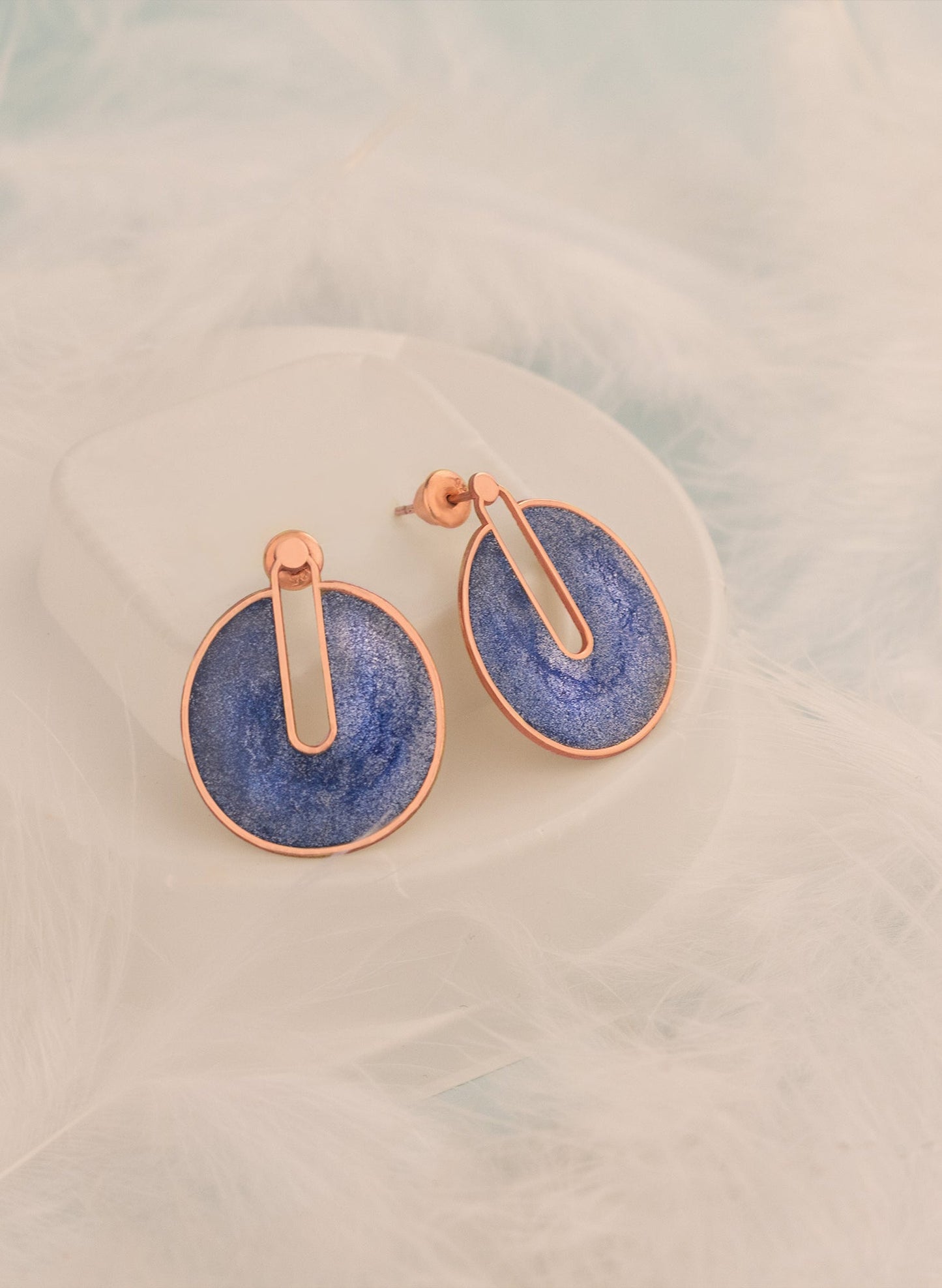 925 Sterling Silver Sparkly Blue Earrings
