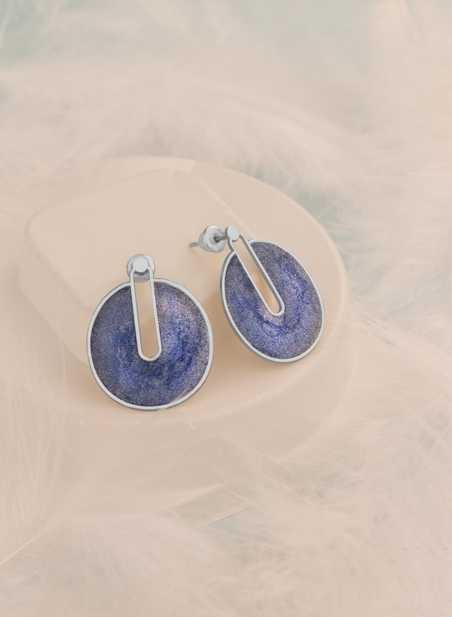 925 Sterling Silver Sparkly Blue Earrings