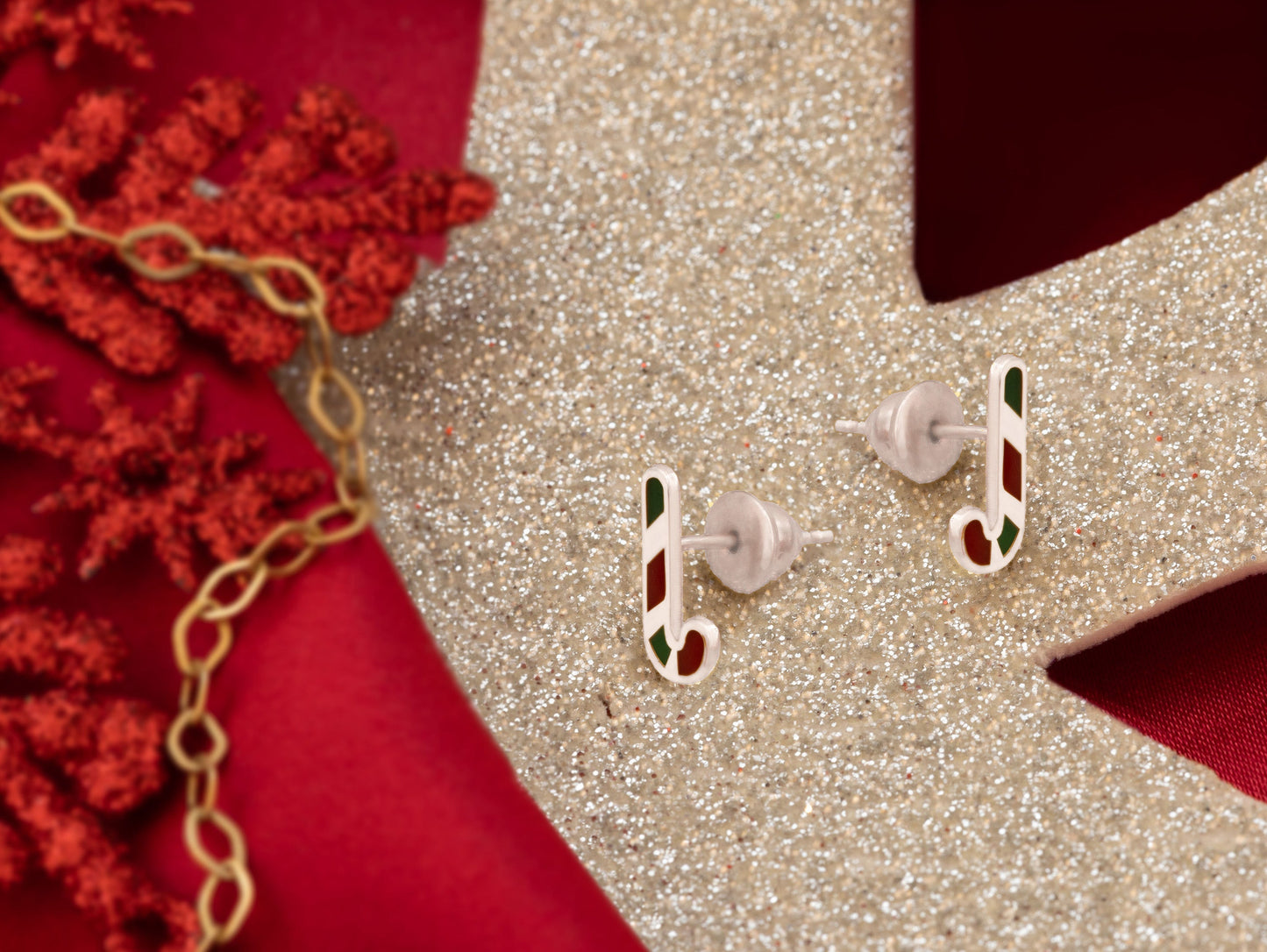 925 Sterling Silver Candy Cane Earrings