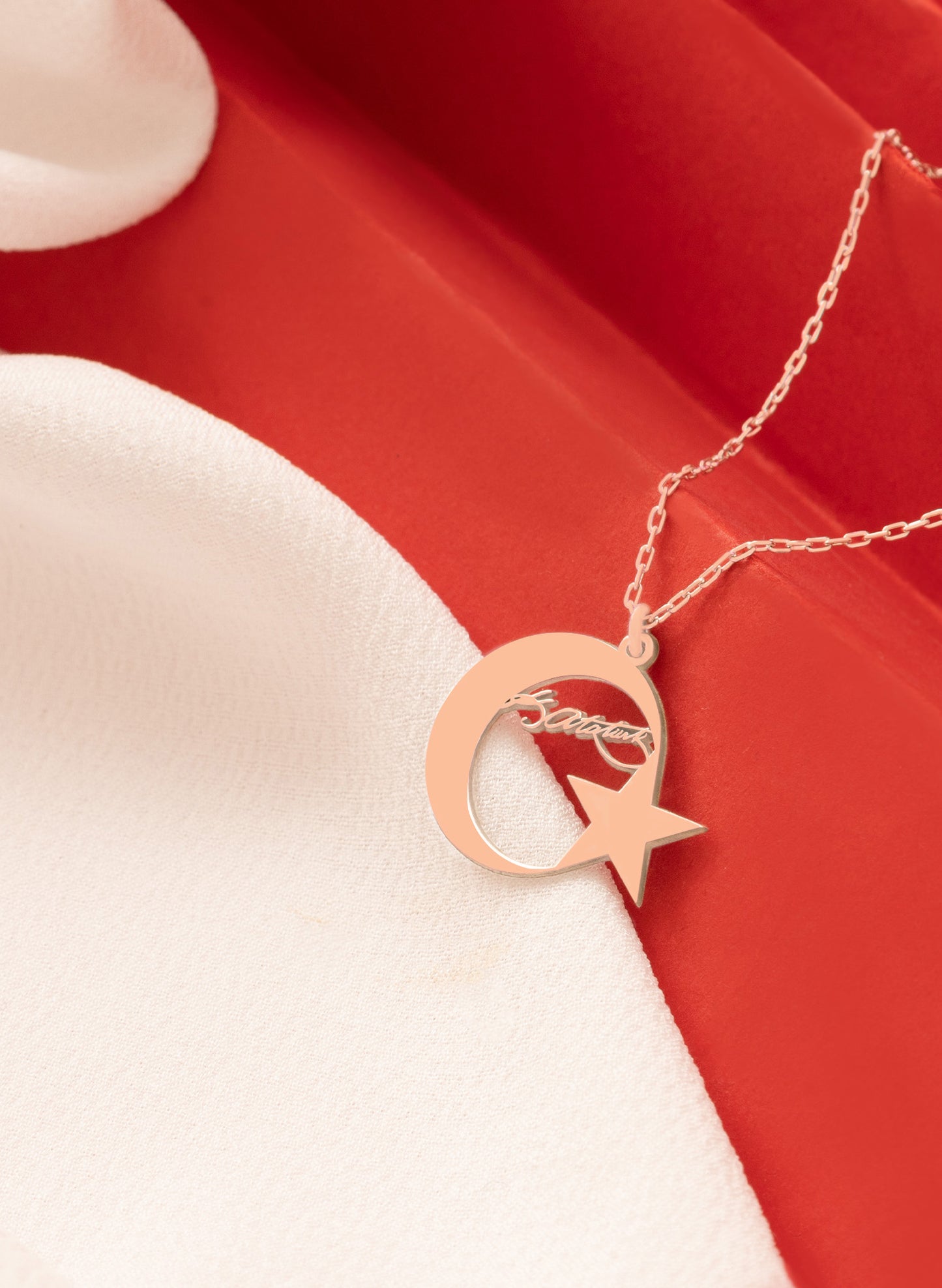 925 Ayar Gümüş Atatürk İmzalı Ayyıldız Kolye