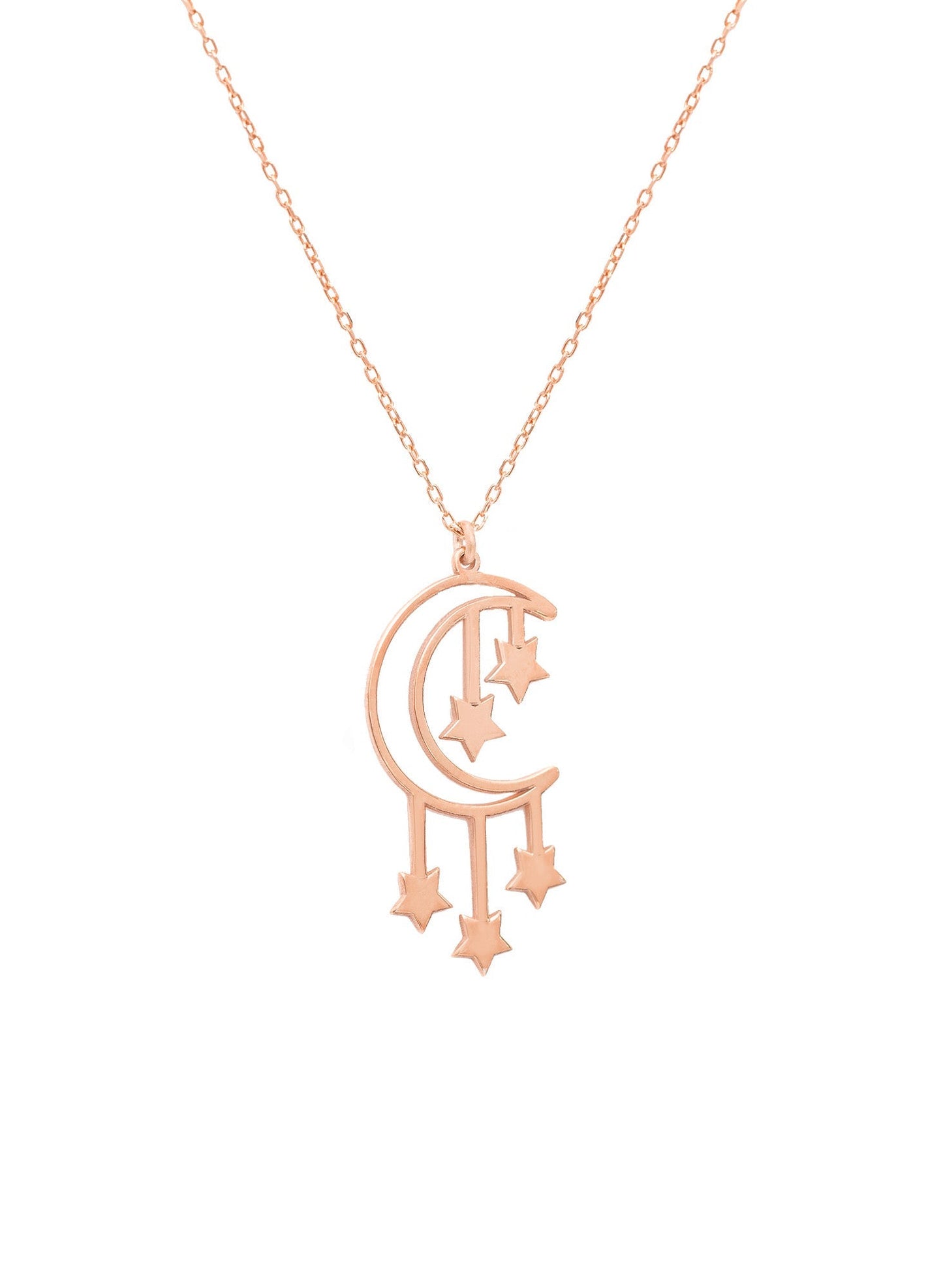 925 Sterling Silver Moon And Star Necklace