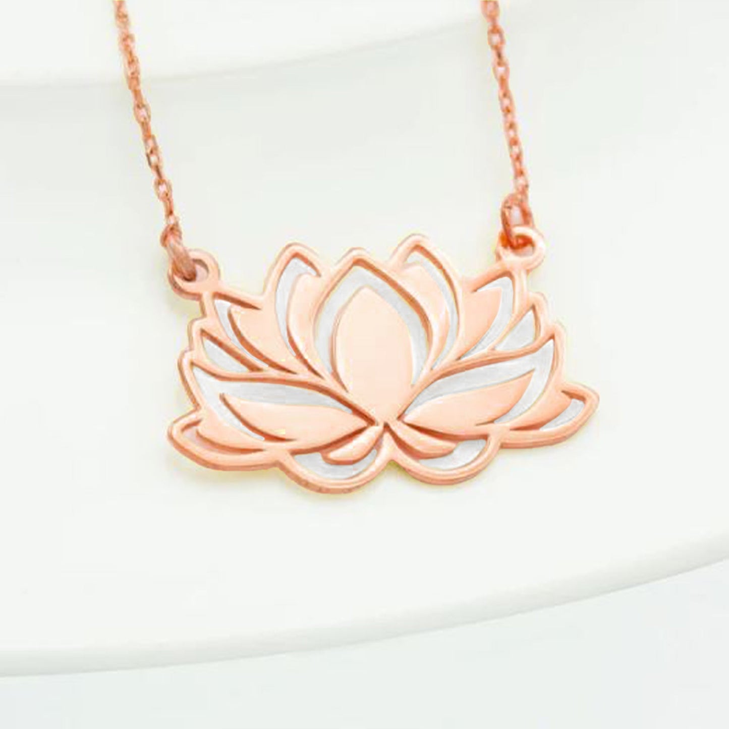 925 Sterling Silver Gold Lotus Flower Necklace