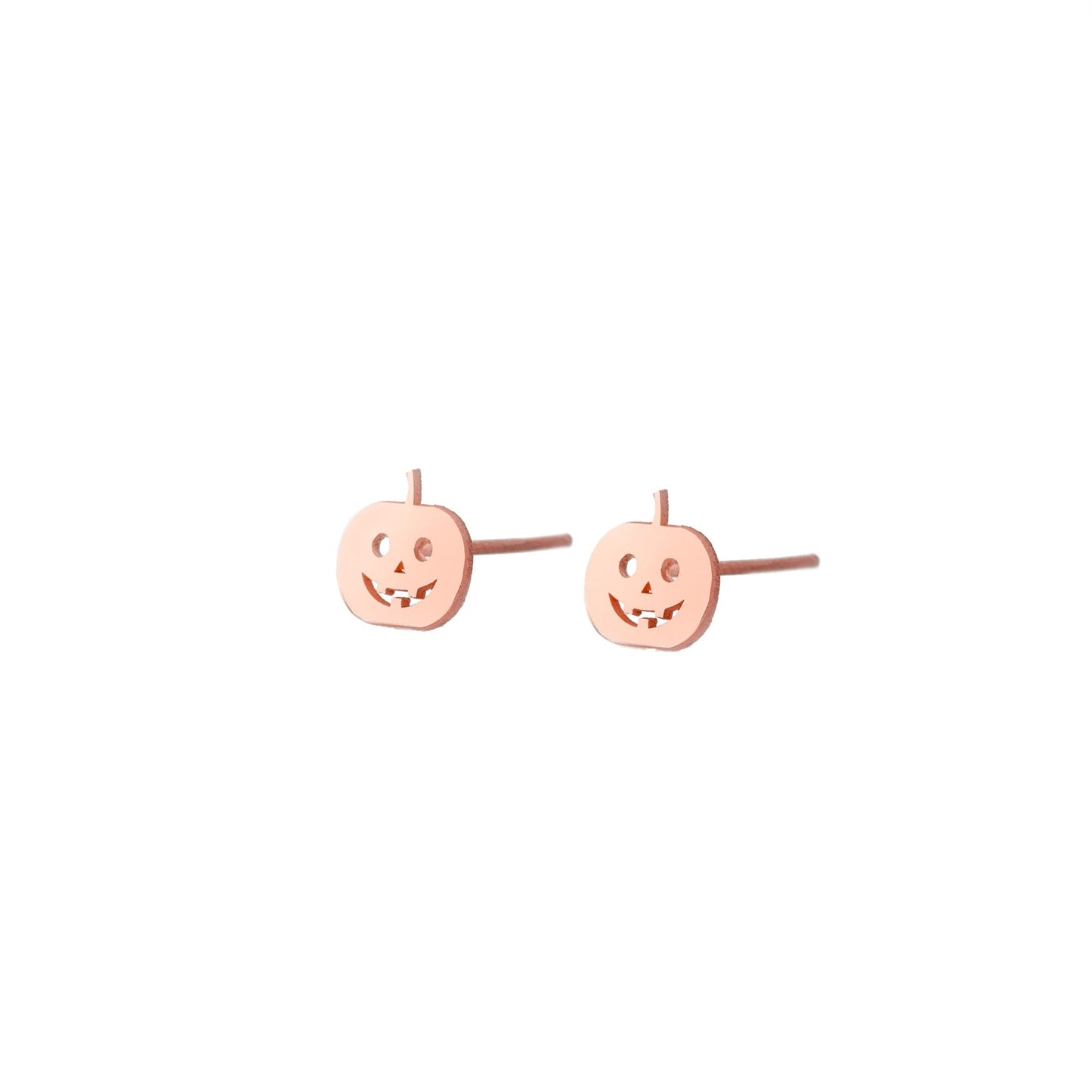 925 Sterling Silver Pumpkin Stud Earrings