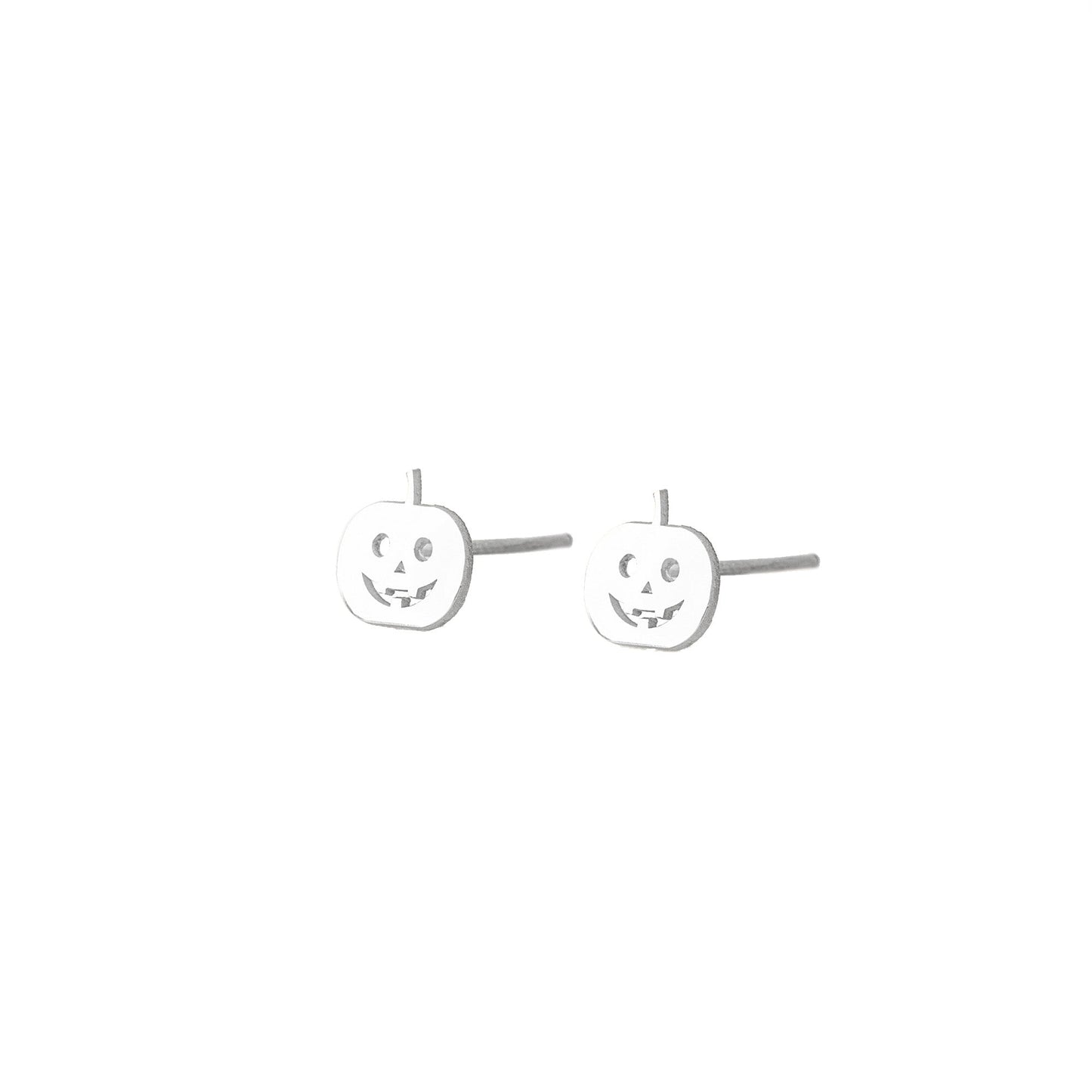 925 Sterling Silver Pumpkin Stud Earrings