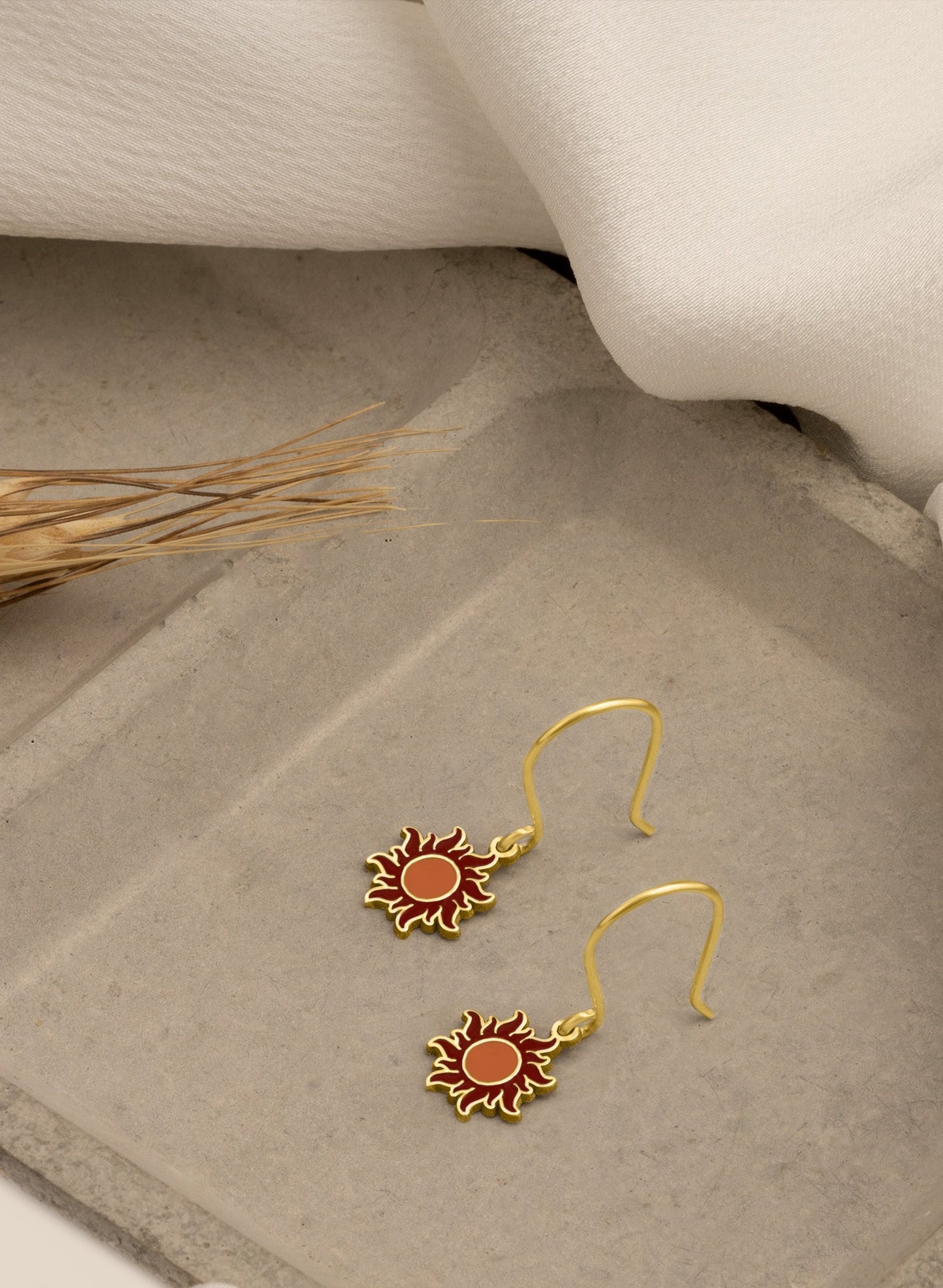 925 Sterling Silver Red Sun Earrings