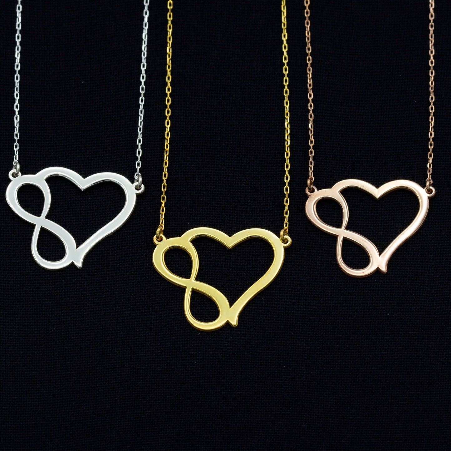 925 Sterling Silver Heart Infinity Necklace
