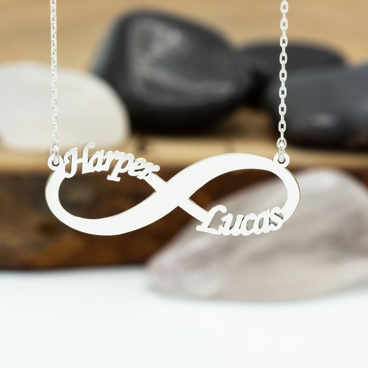 925 Sterling Silver Infinity Two Name Necklace