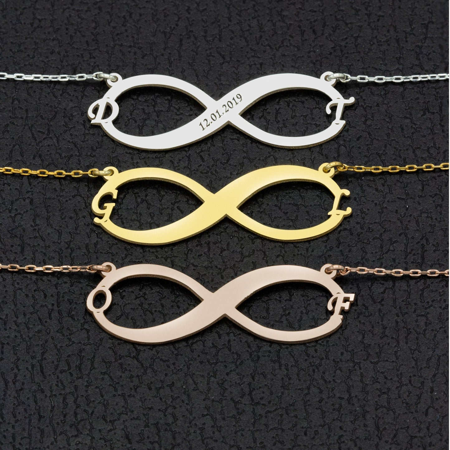 925 Sterling Silver Initials Infinity Necklace