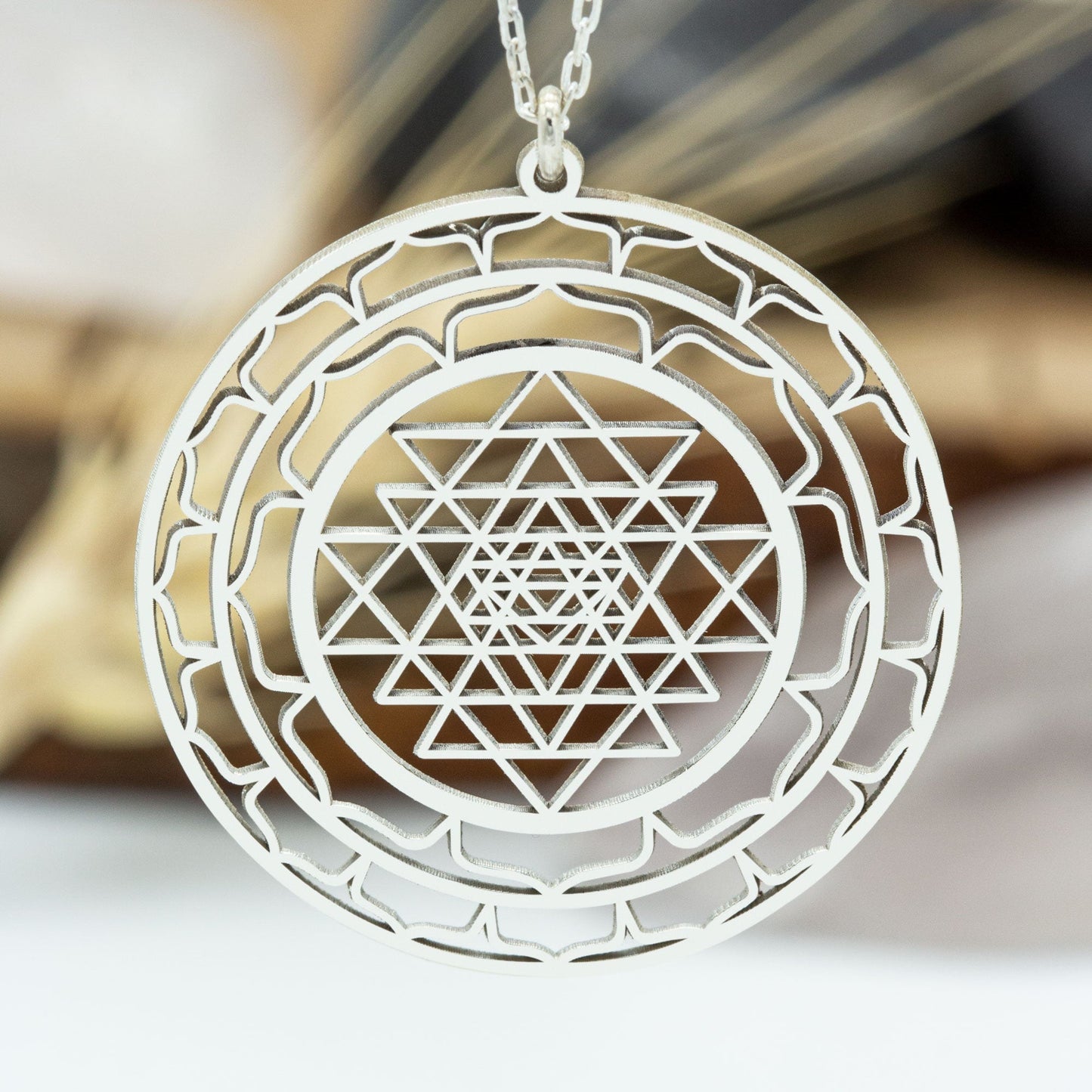 925 Sterling Silver Sacred Geometry Necklace - Sri Yantra