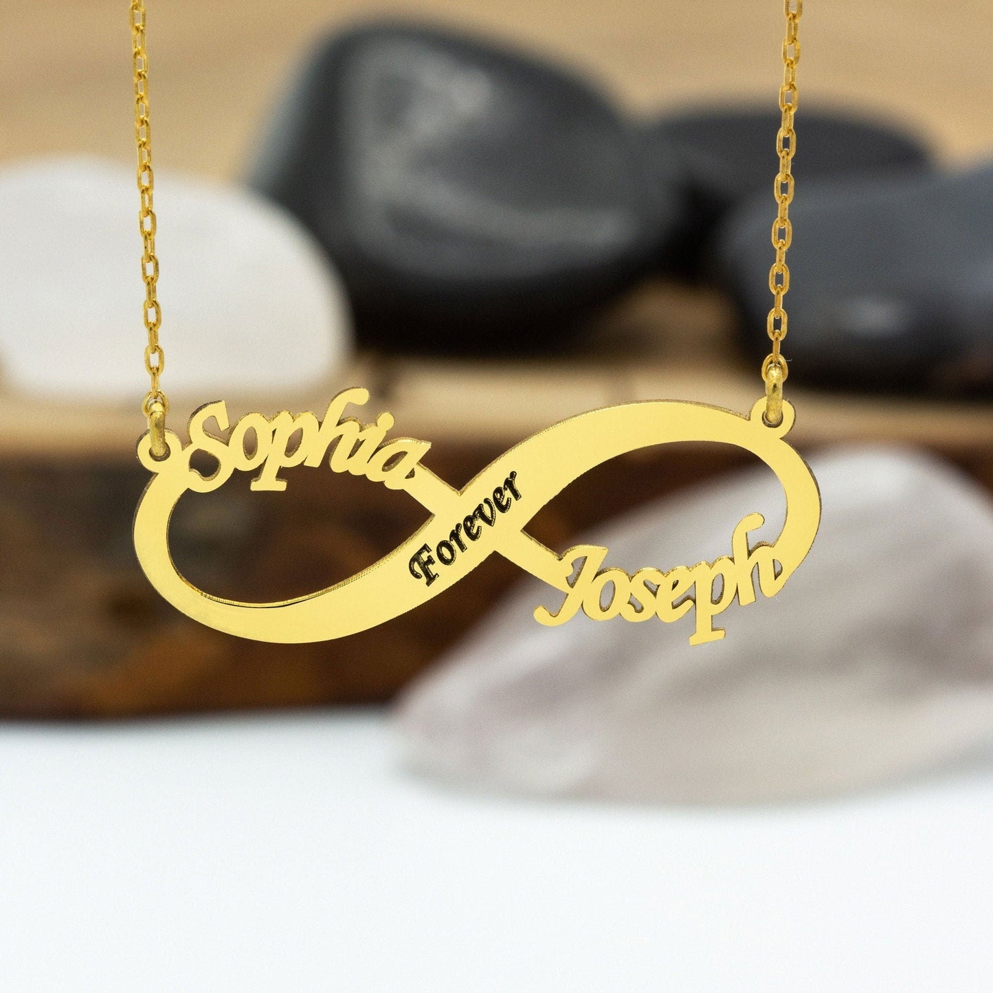 925 Sterling Silver Infinity Two Name Necklace
