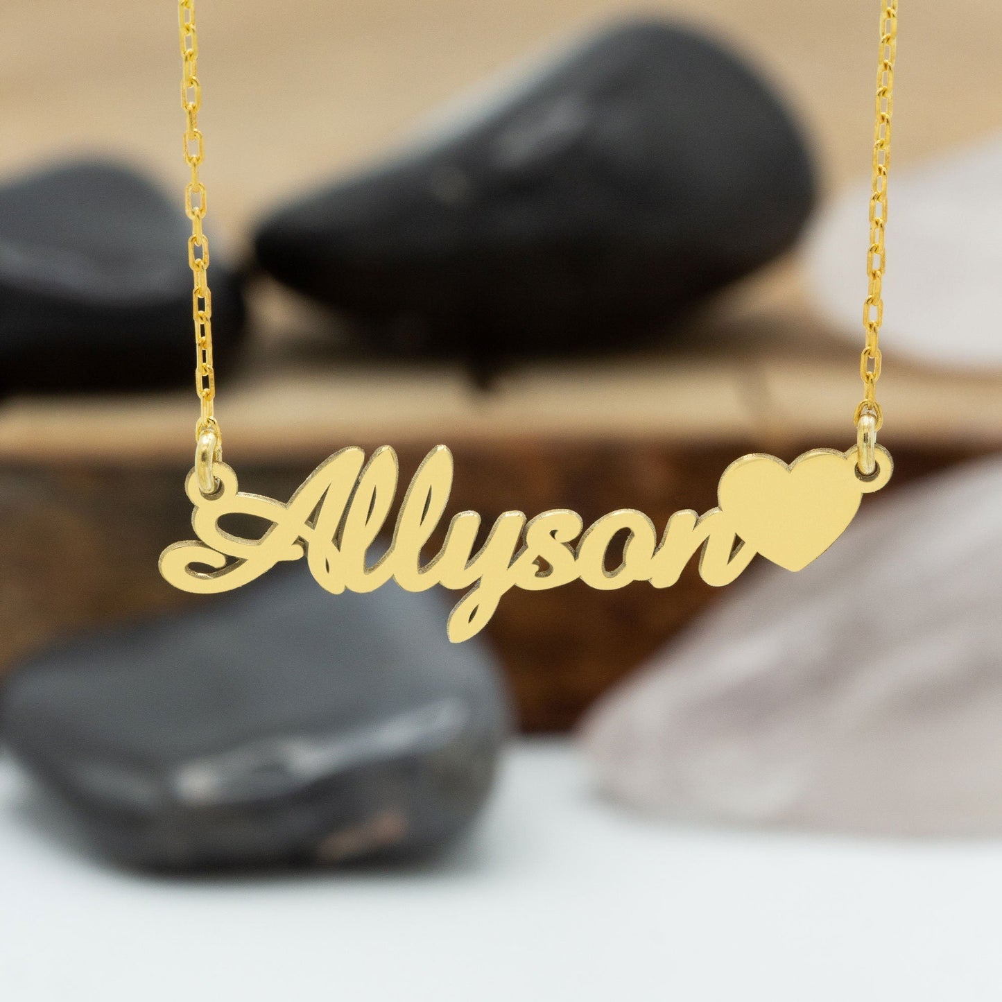 925 Sterling Silver Name Necklace with Heart