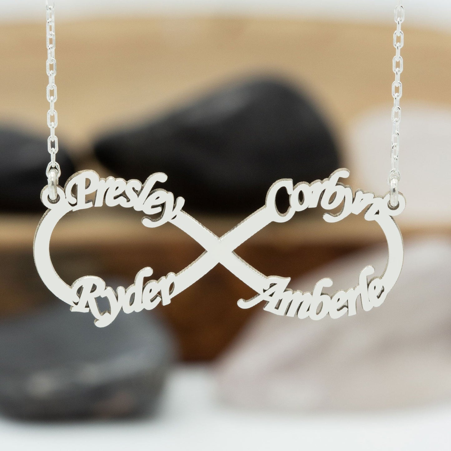 925 Sterling Silver Infinity Necklace With Names