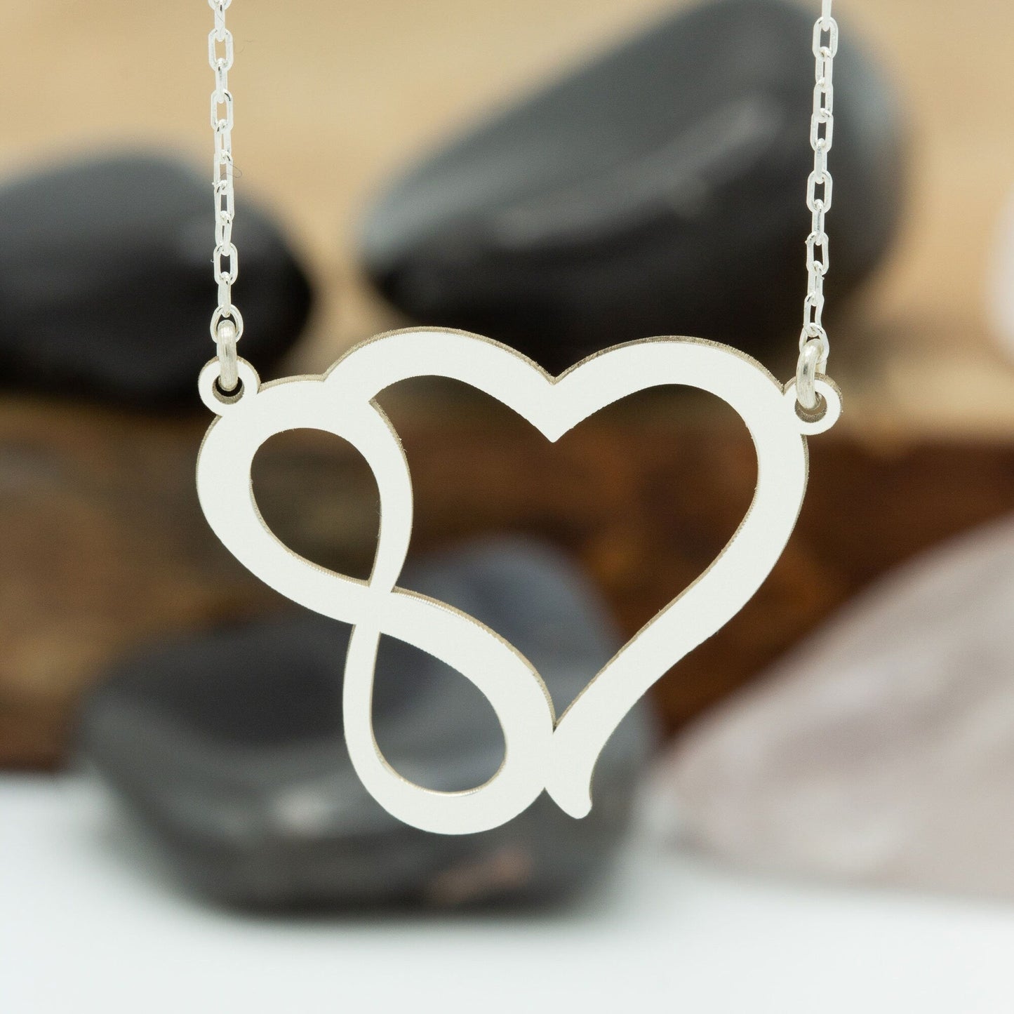 925 Sterling Silver Heart Infinity Necklace