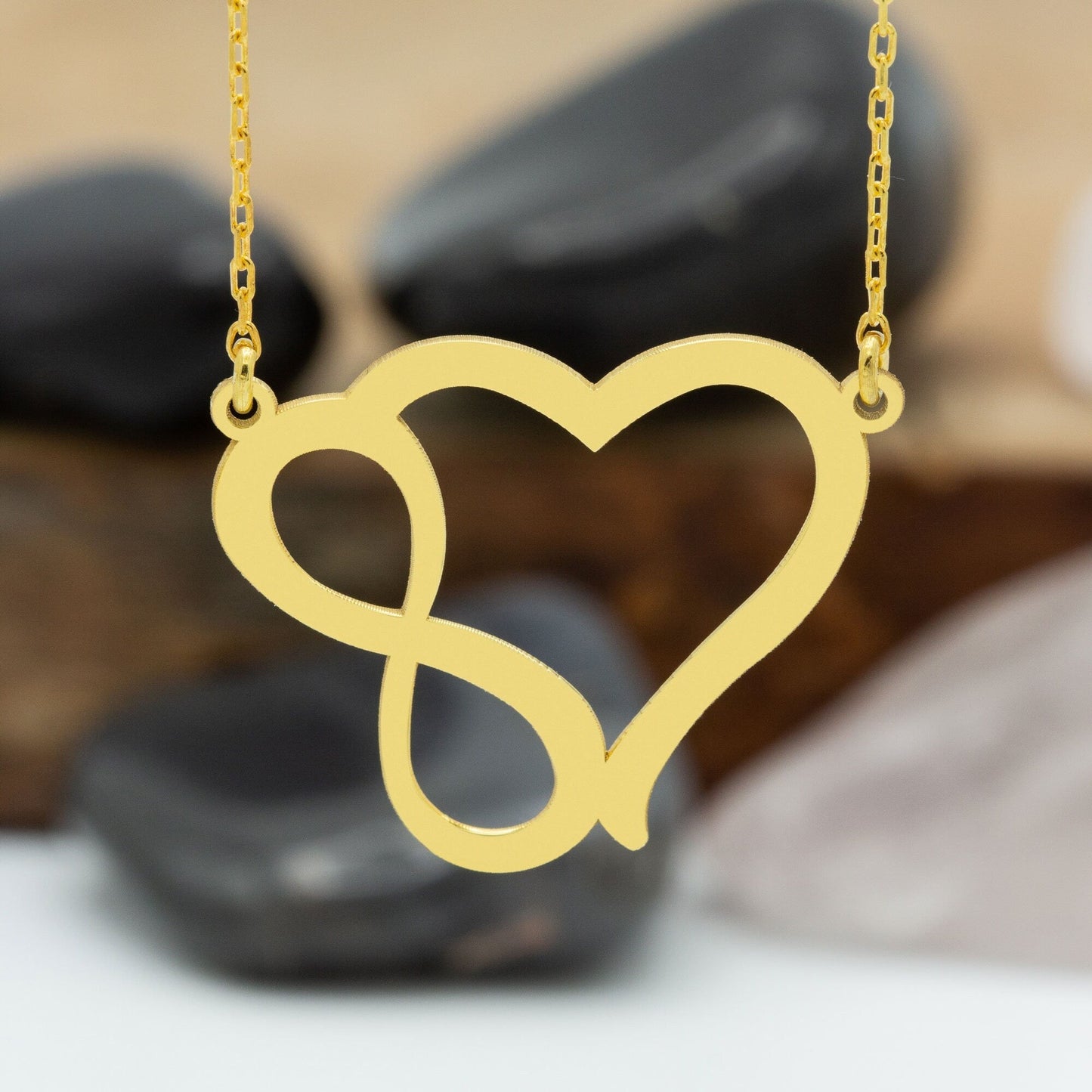 925 Sterling Silver Heart Infinity Necklace
