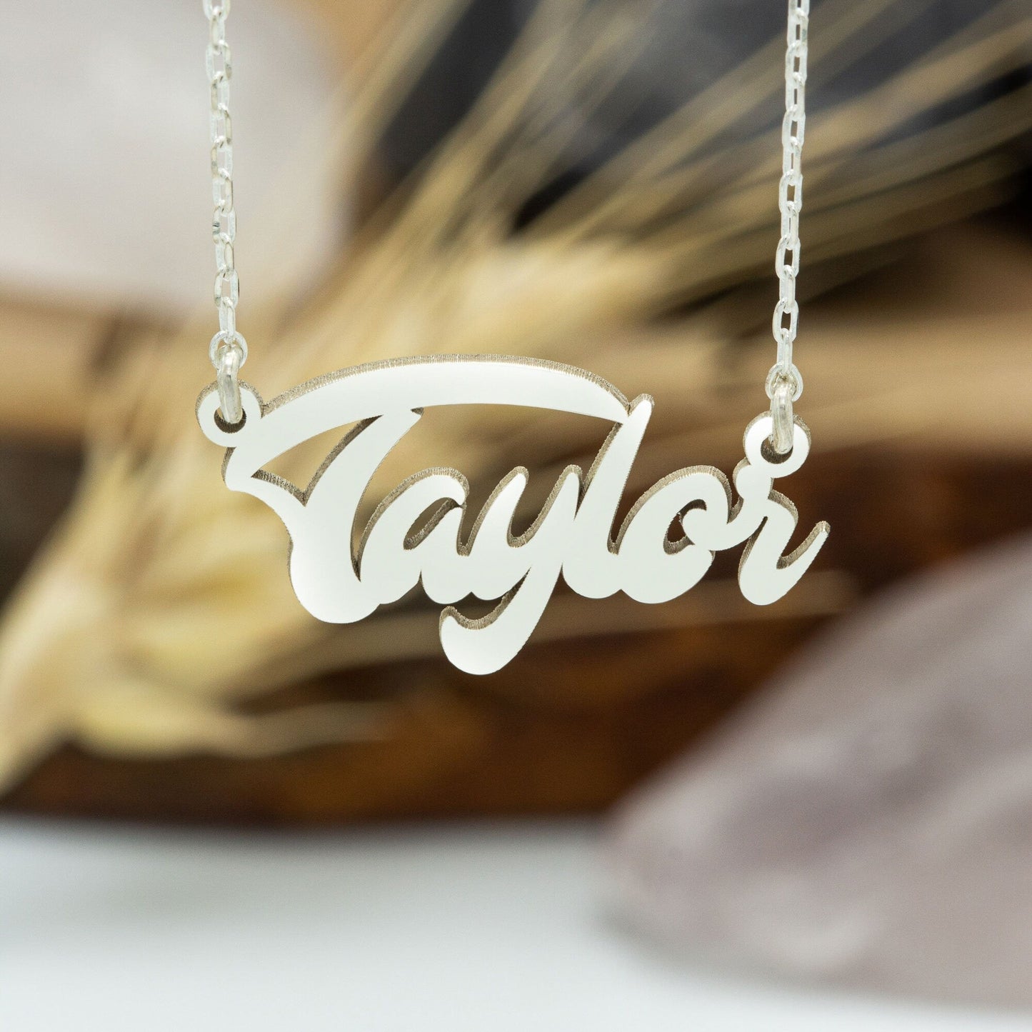 925 Sterling Silver Personalized Calligraphy Name Necklace