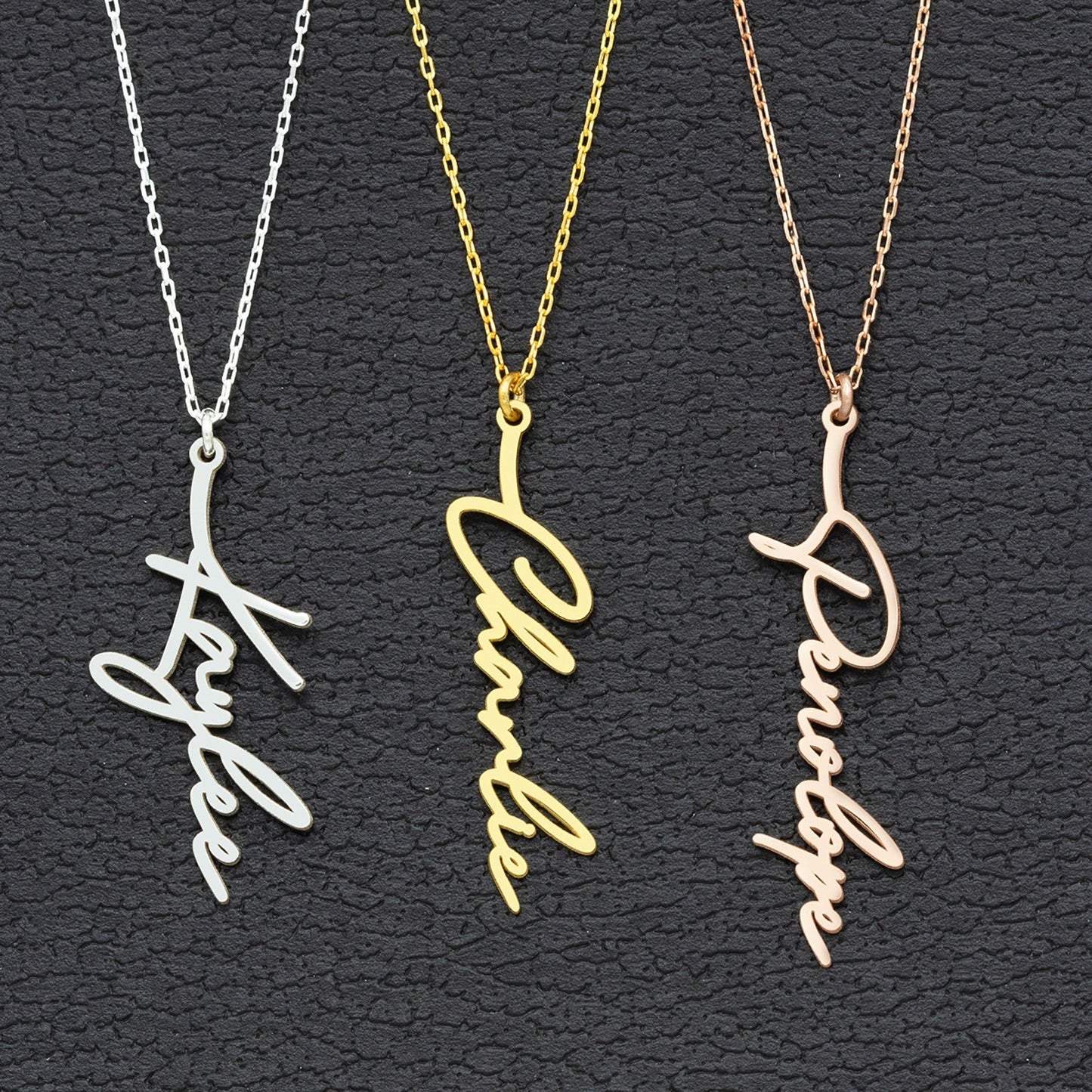 925 Sterling Silver Personalized Handmade Vertical Name Necklace