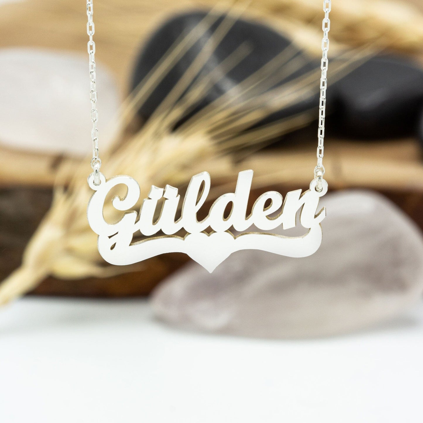 925 Sterling Silver Personalized Name Necklace with Heart