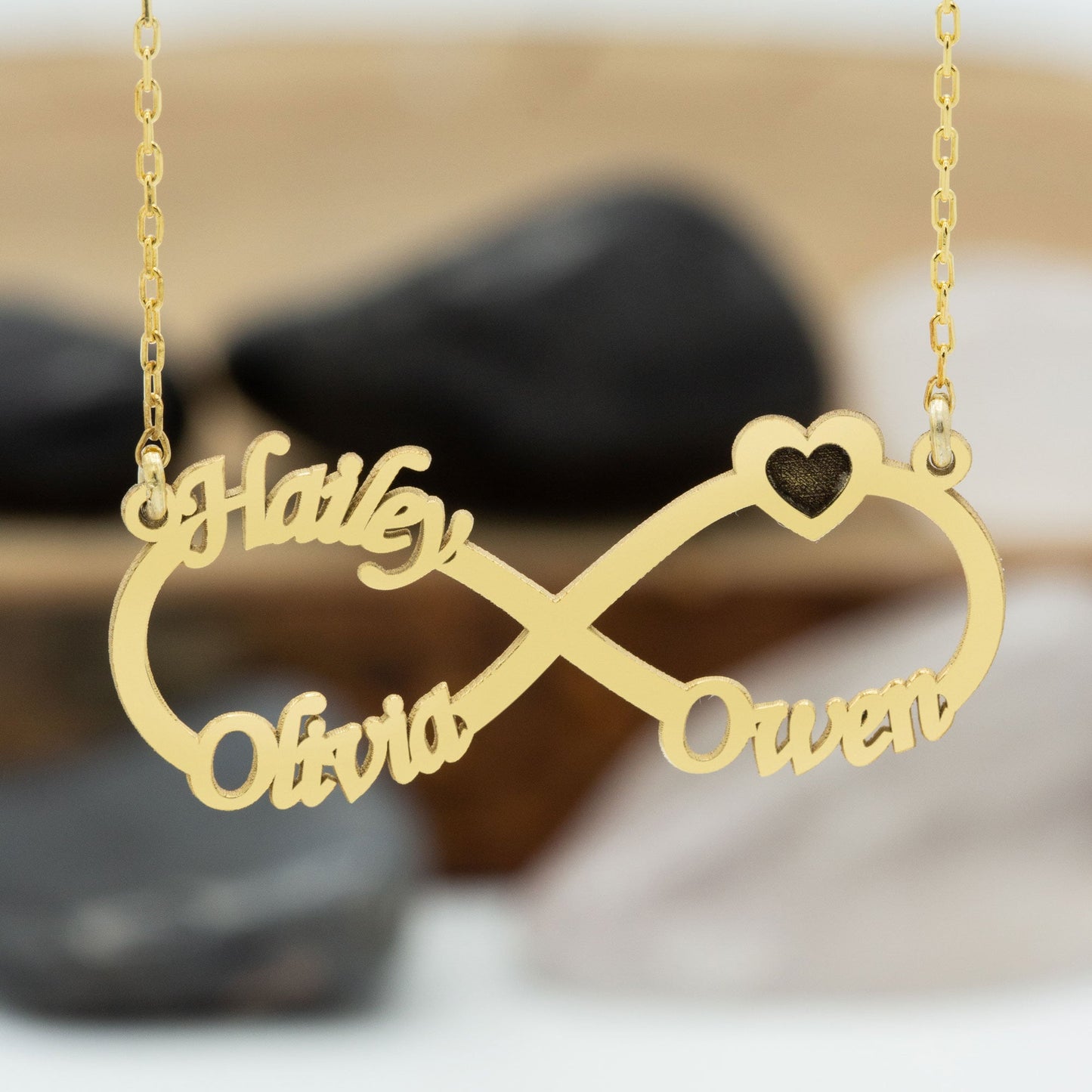 925 Sterling Silver Infinity Necklace With Names