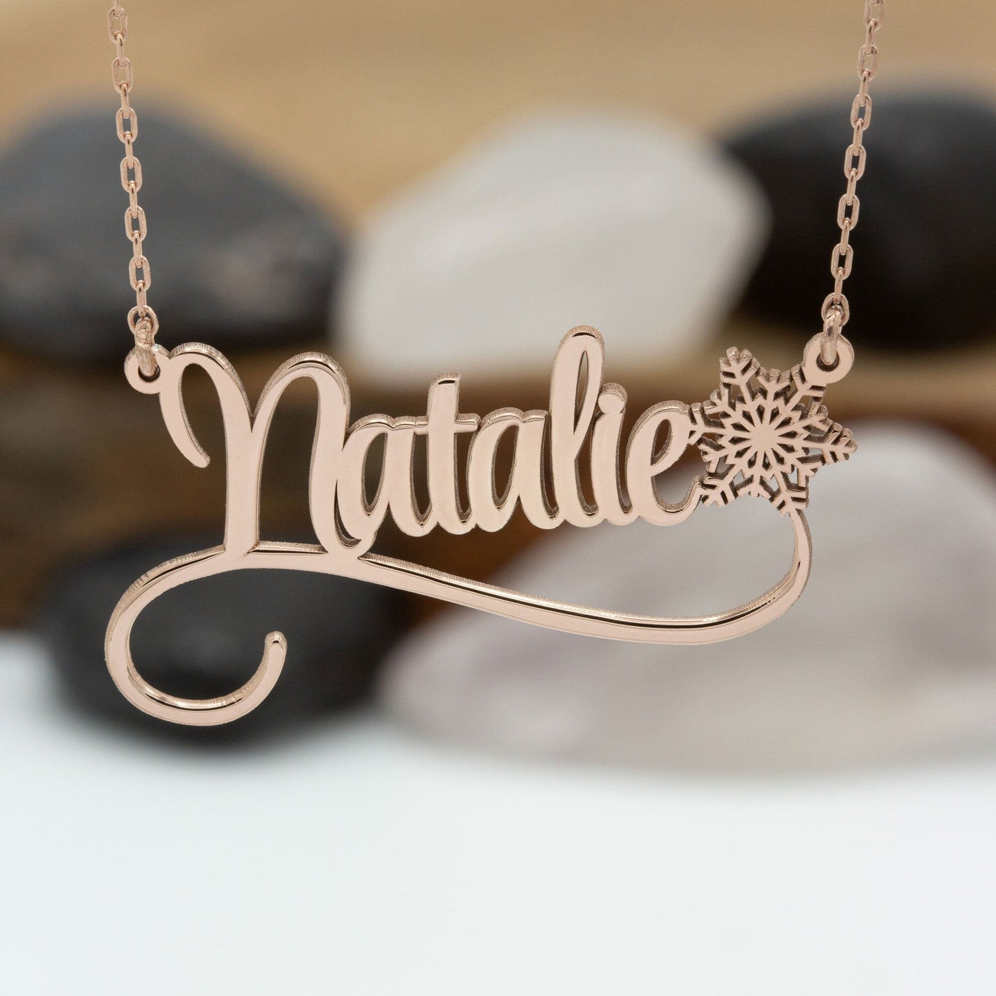925 Sterling Silver Personalized Name Necklace with Snowflake
