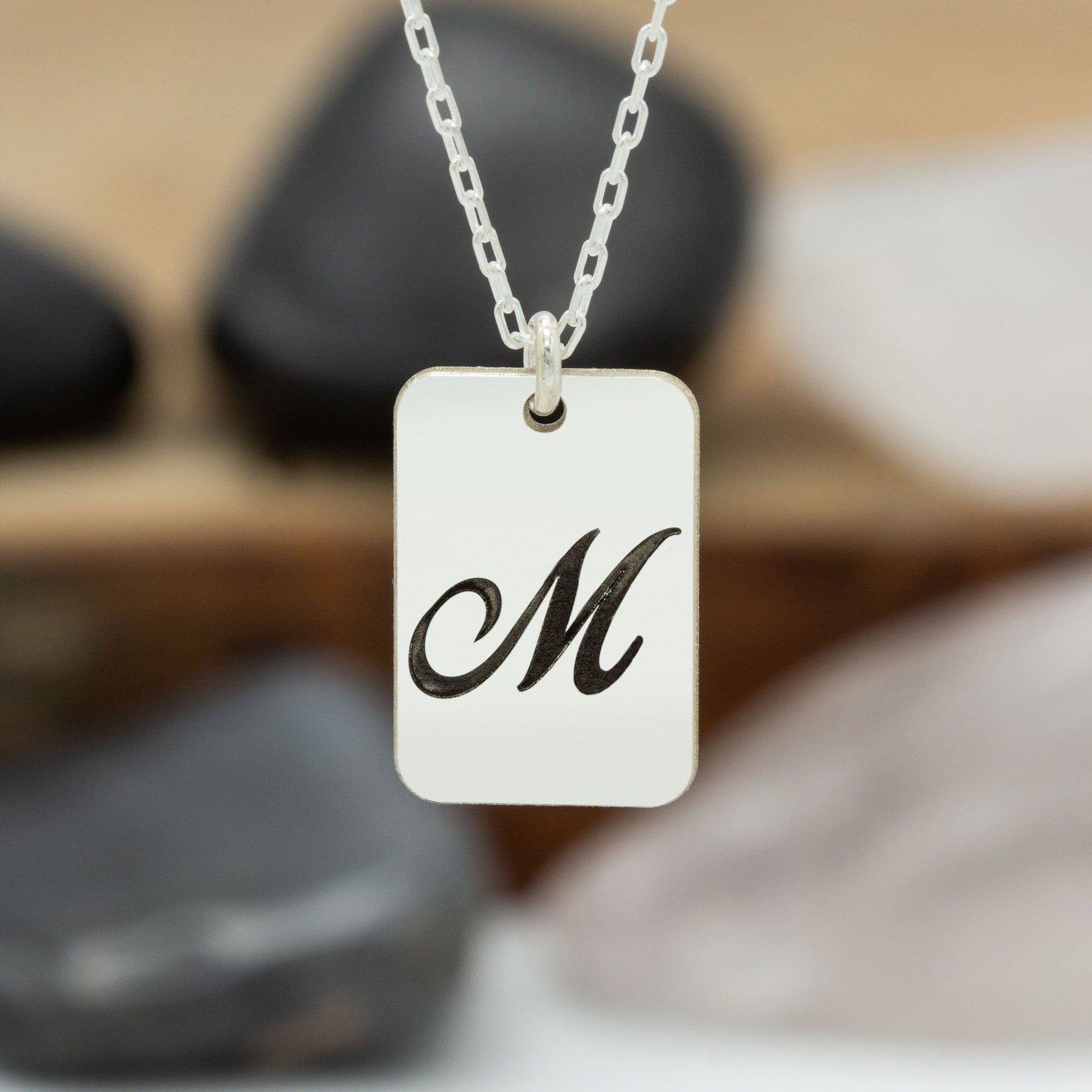 925 Sterling Silver Personalised Initial Tag Necklace Gold