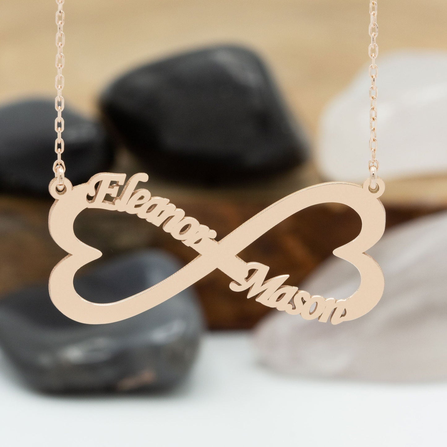 925 Sterling Silver Heart Shaped Infinity Name Necklace