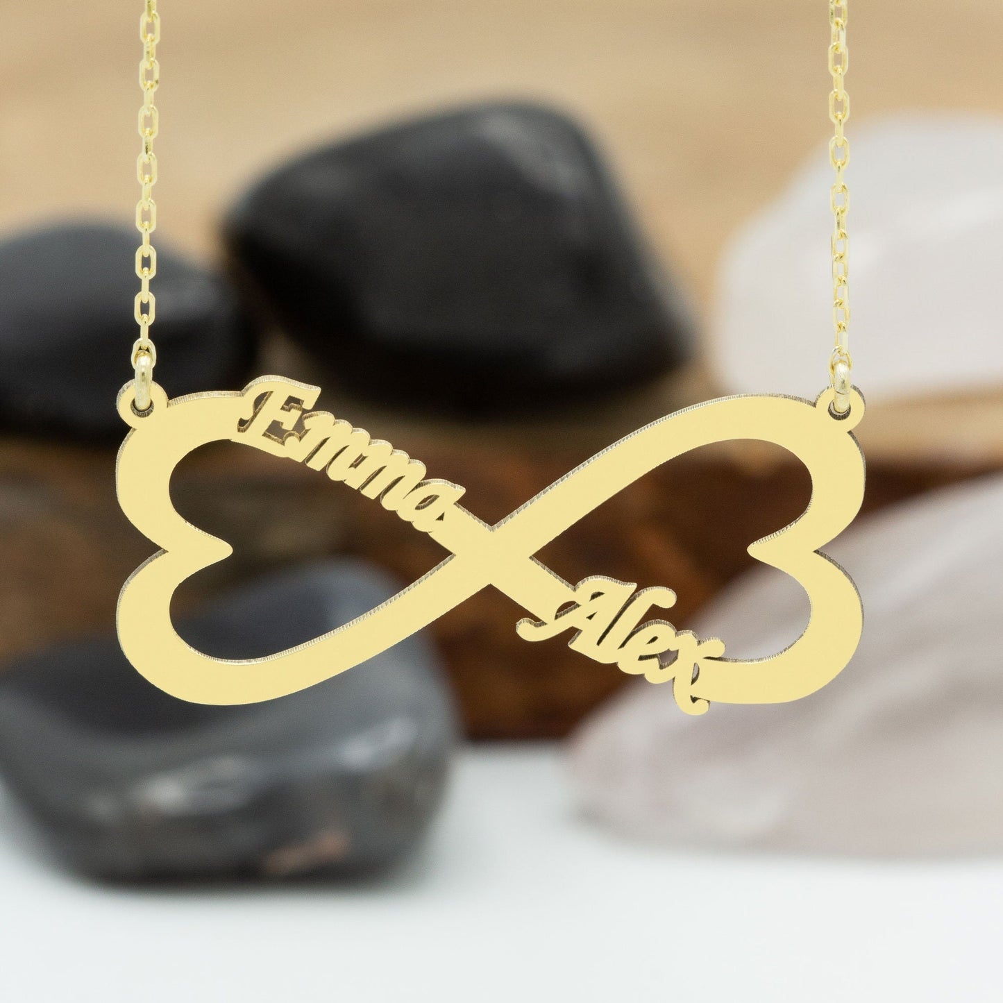 925 Sterling Silver Heart Shaped Infinity Name Necklace