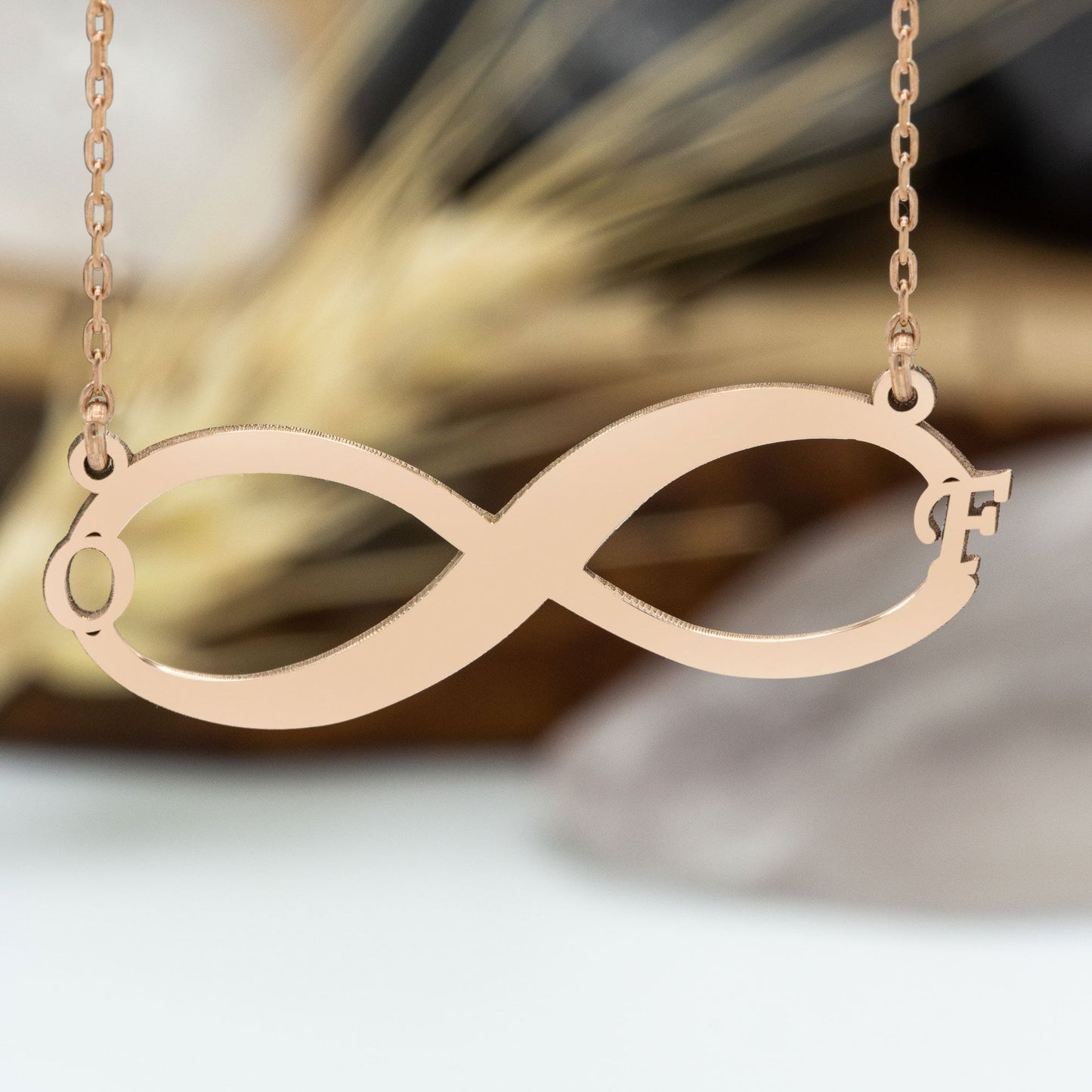 925 Sterling Silver Initials Infinity Necklace