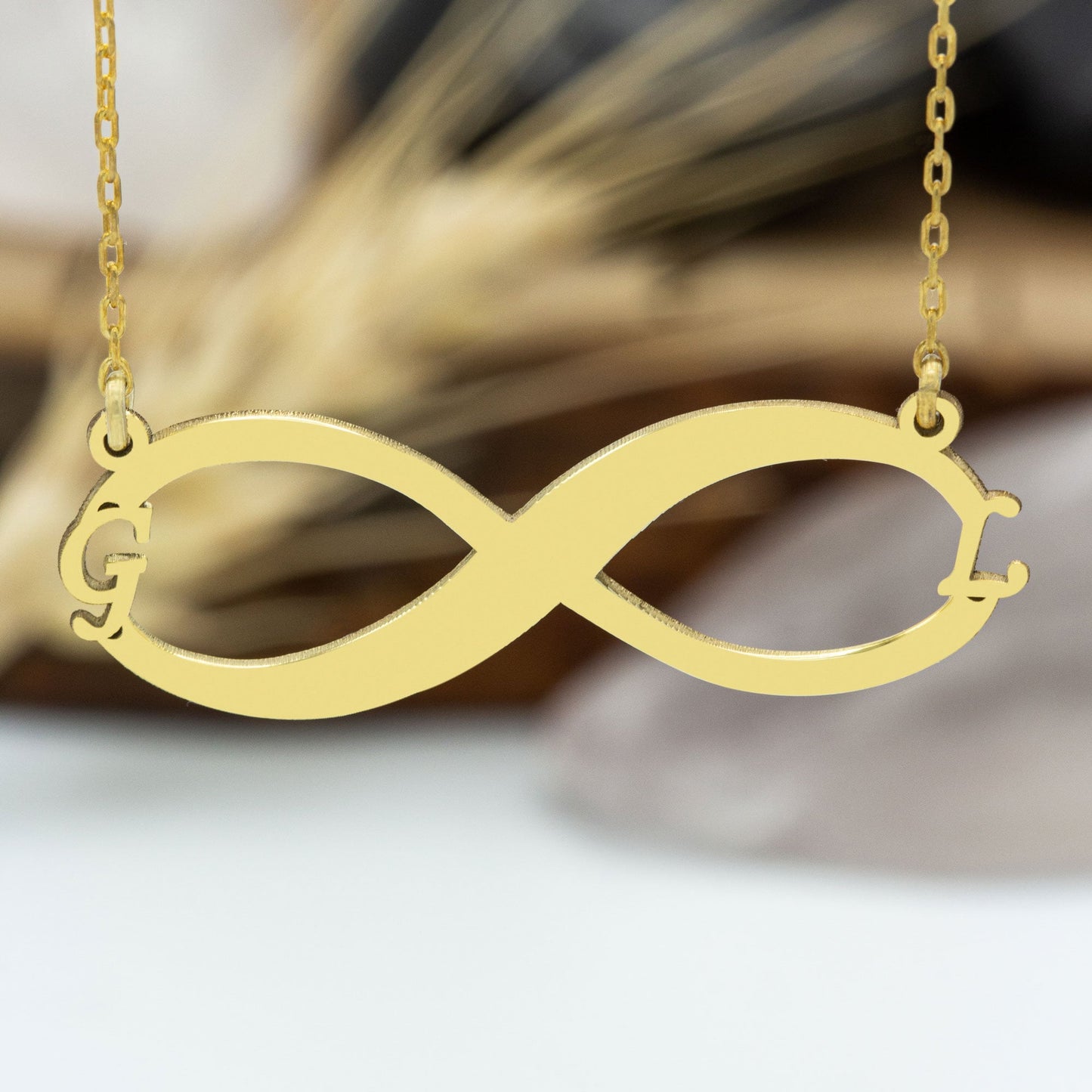 925 Sterling Silver Initials Infinity Necklace
