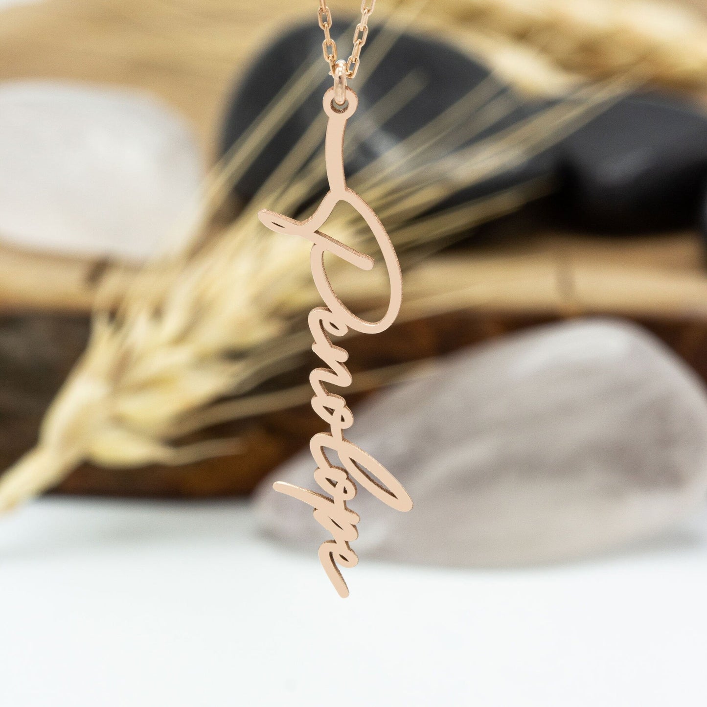 925 Sterling Silver Personalized Handmade Vertical Name Necklace