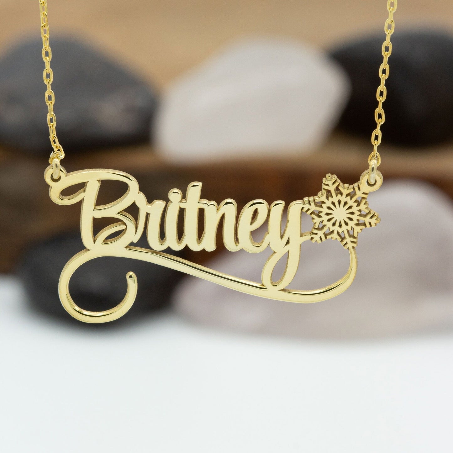 925 Sterling Silver Personalized Name Necklace with Snowflake