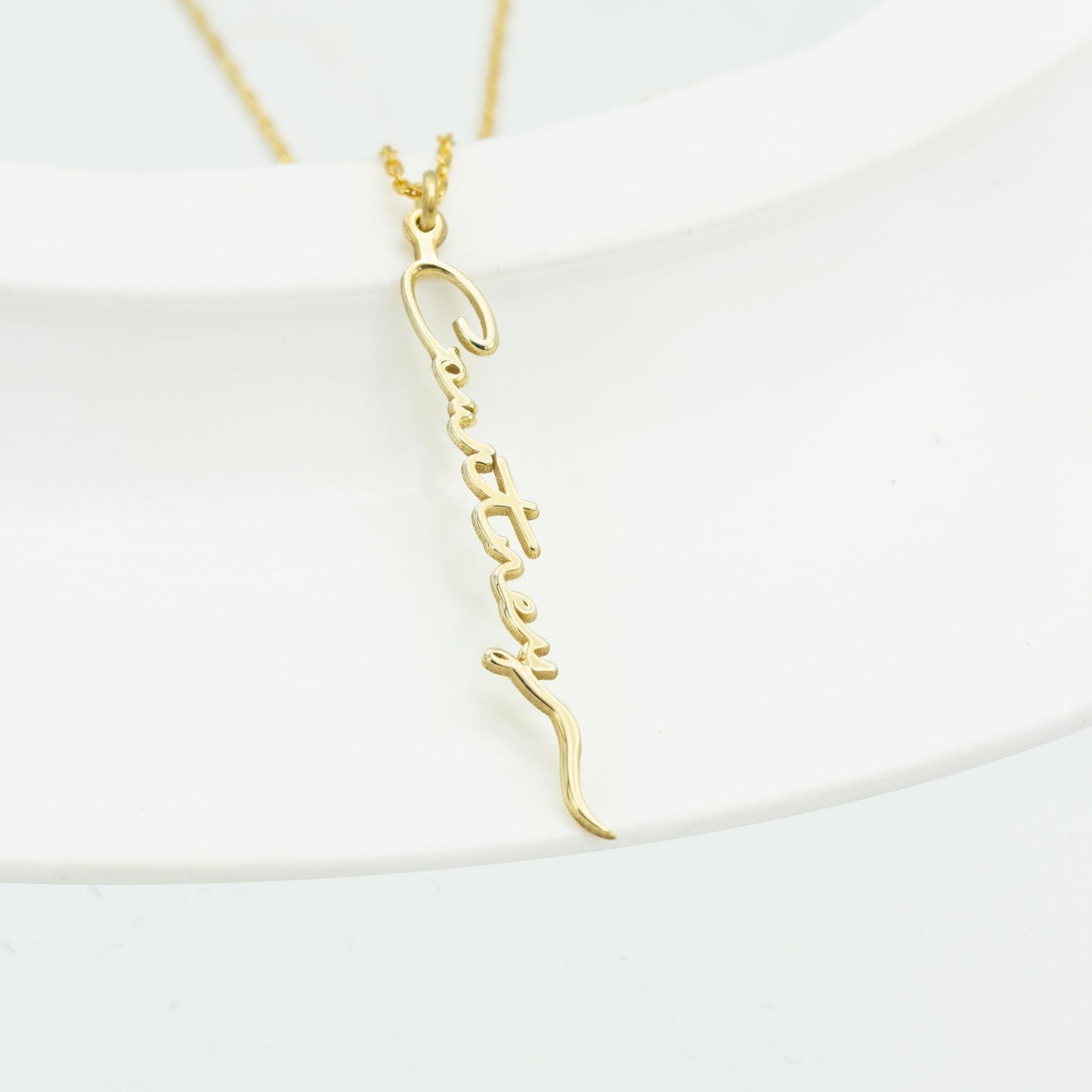925 Sterling Silver Vertical Personalized Name Necklace