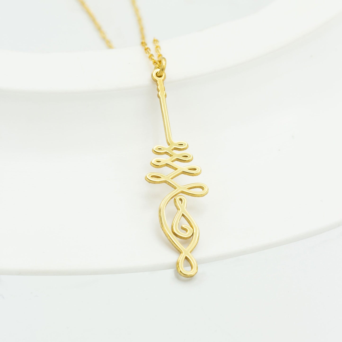 925 Sterling Silver Slim Unalome Gold Necklace
