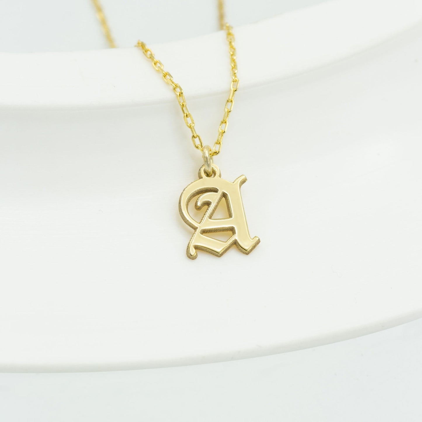 925 Sterling Silver Old English Initial Necklace