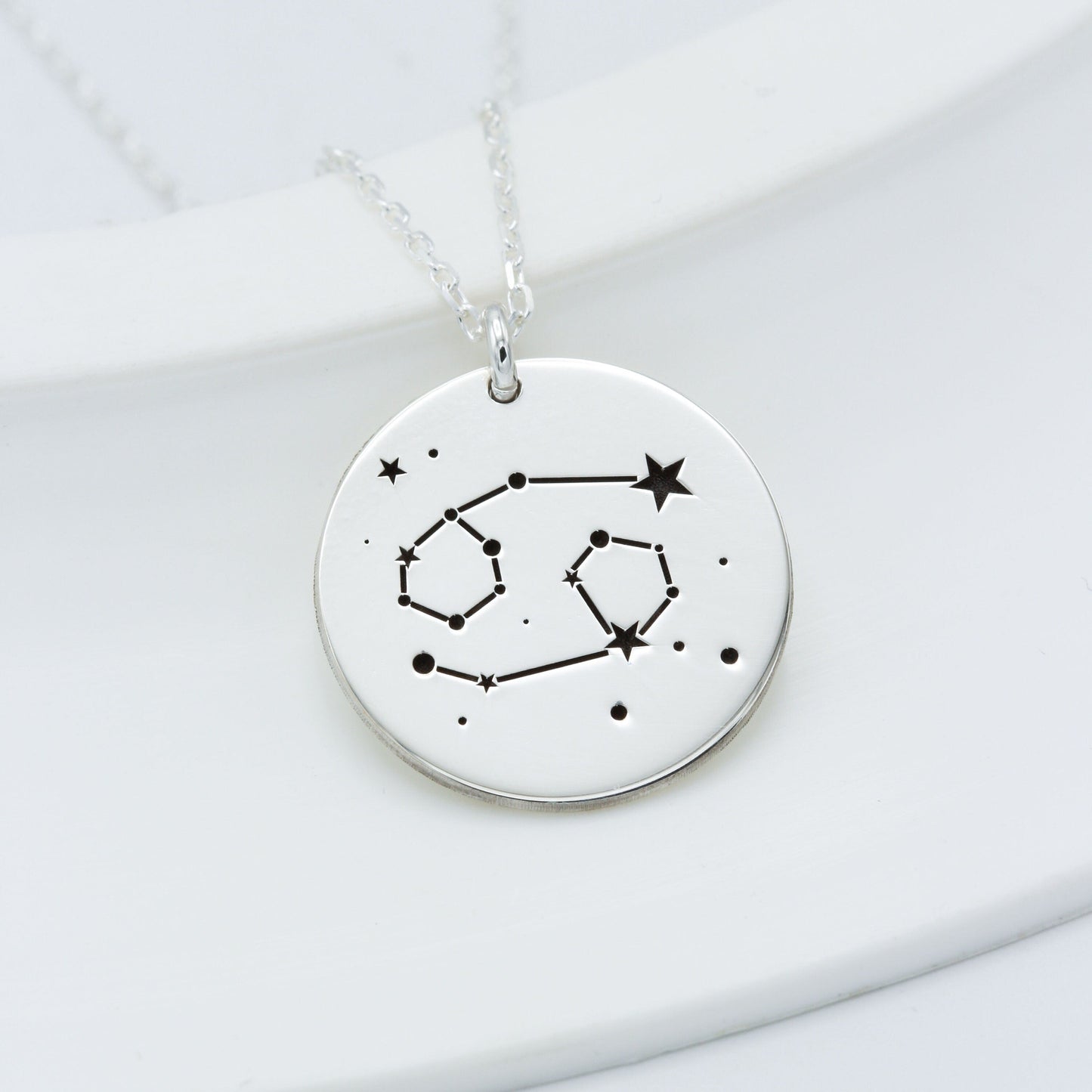 925 Sterling Silver Star Signet Dainty Disc Necklace