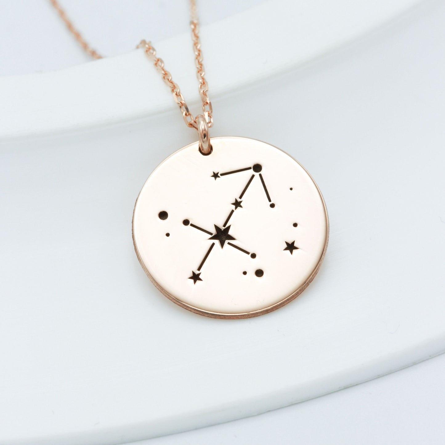 925 Sterling Silver Star Signet Dainty Disc Necklace