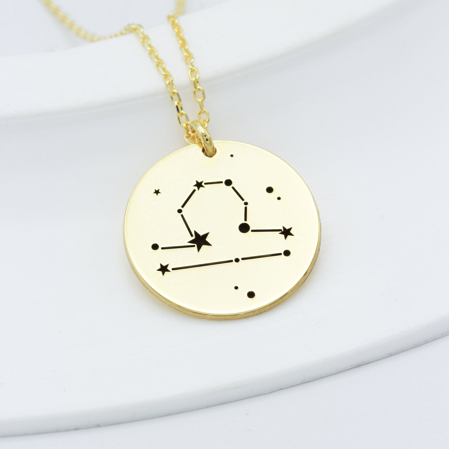 925 Sterling Silver Star Signet Dainty Disc Necklace