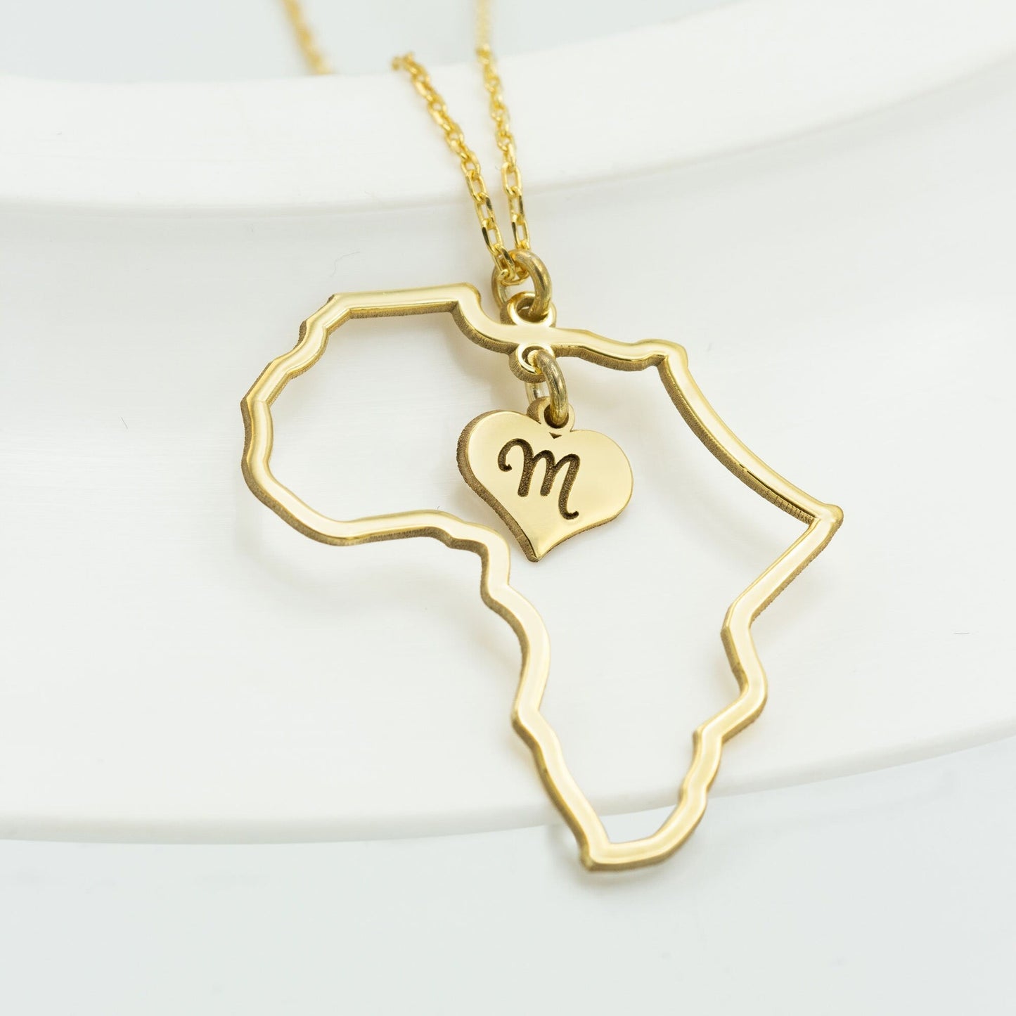 925 Sterling Silver Personalized Africa Letter Necklace