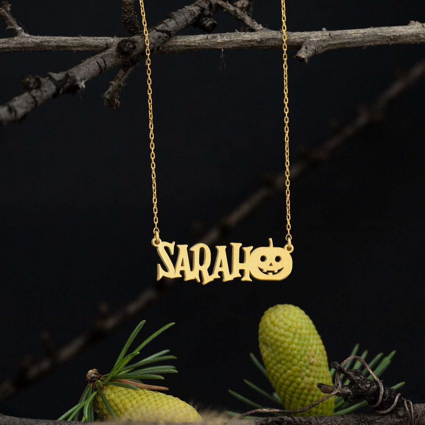 925 Sterling Silver Personalized Pumpkin Custom Name Necklace