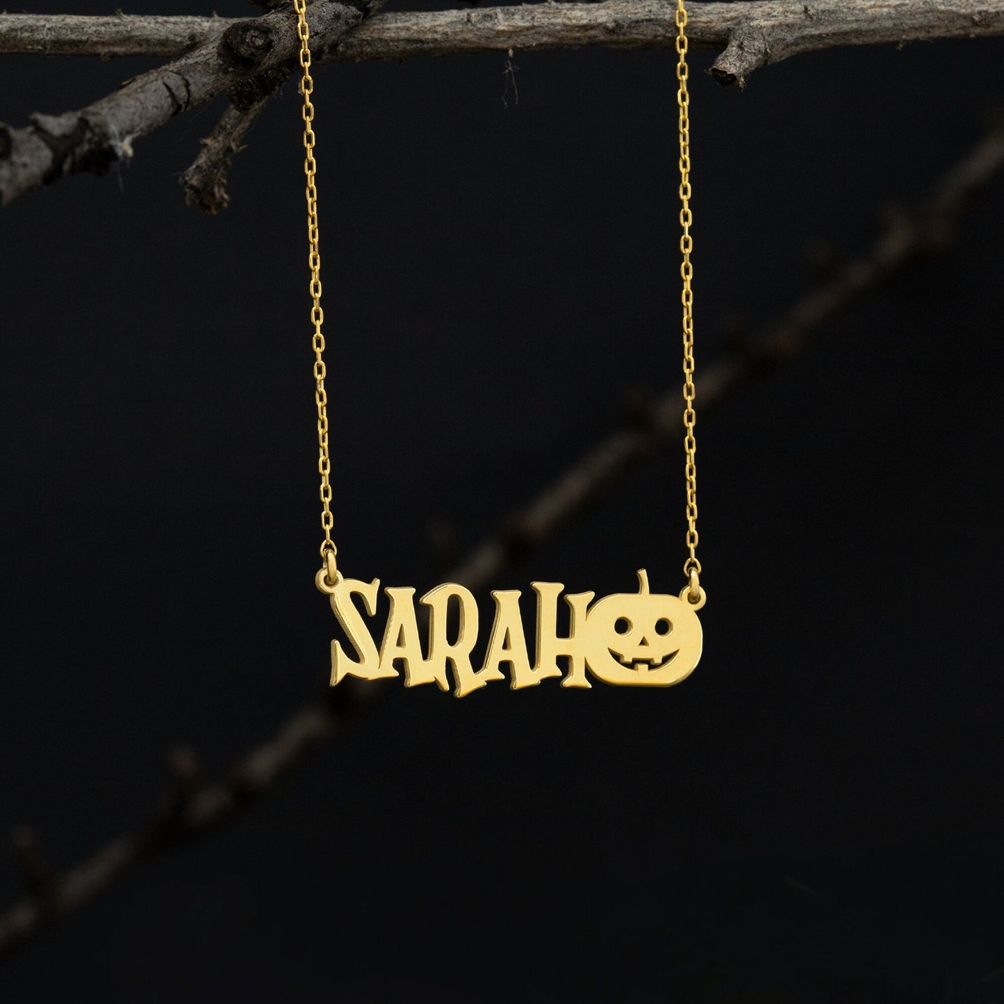 925 Sterling Silver Personalized Pumpkin Custom Name Necklace