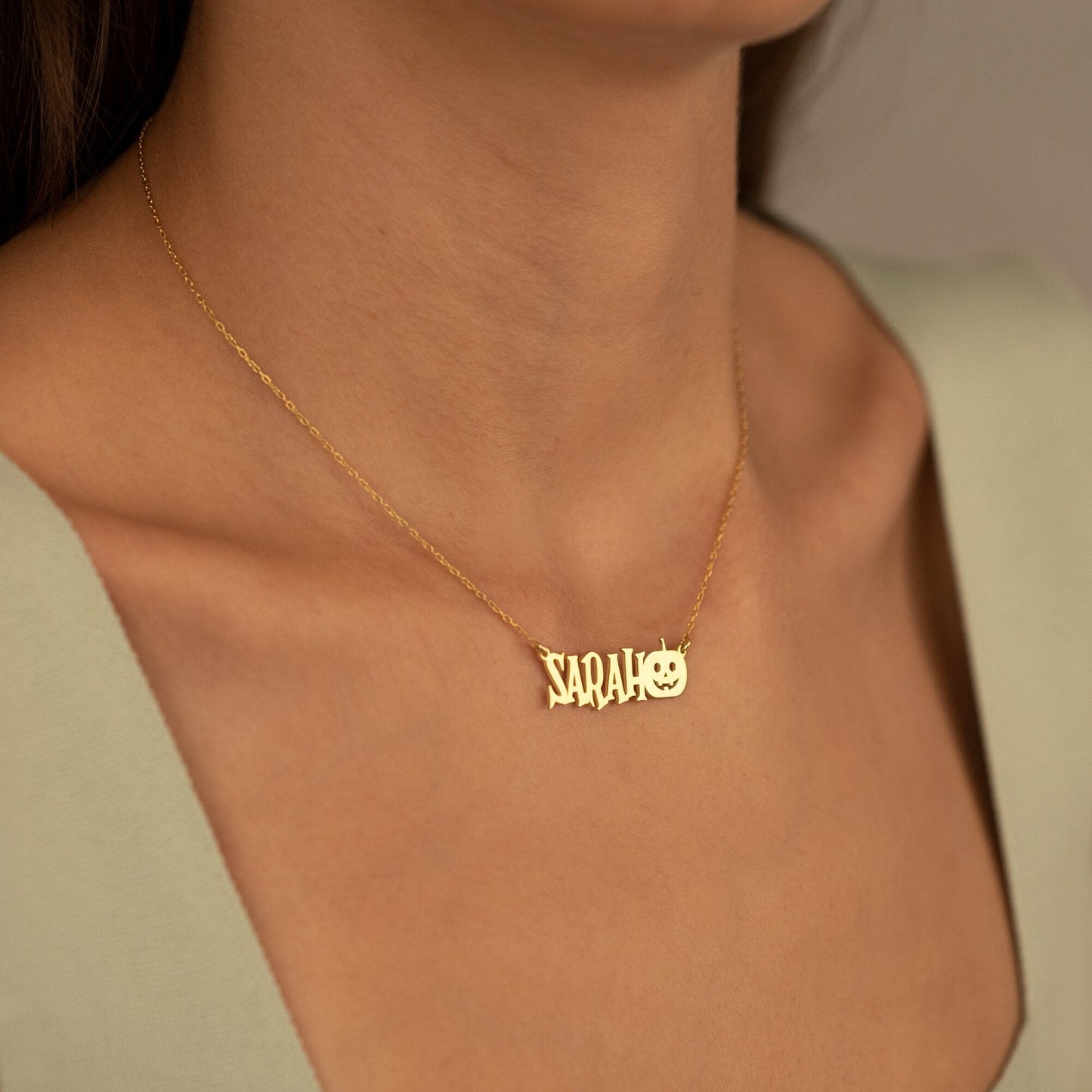 925 Sterling Silver Personalized Pumpkin Custom Name Necklace
