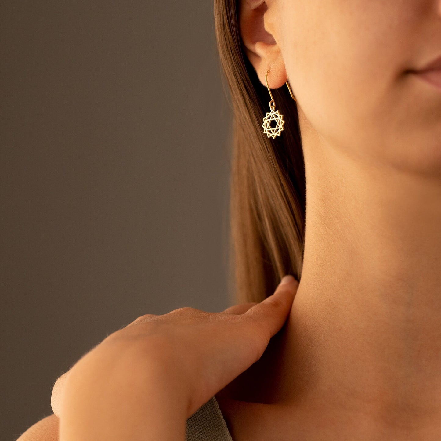 925 Sterling Silver Heart Chakra Earrings