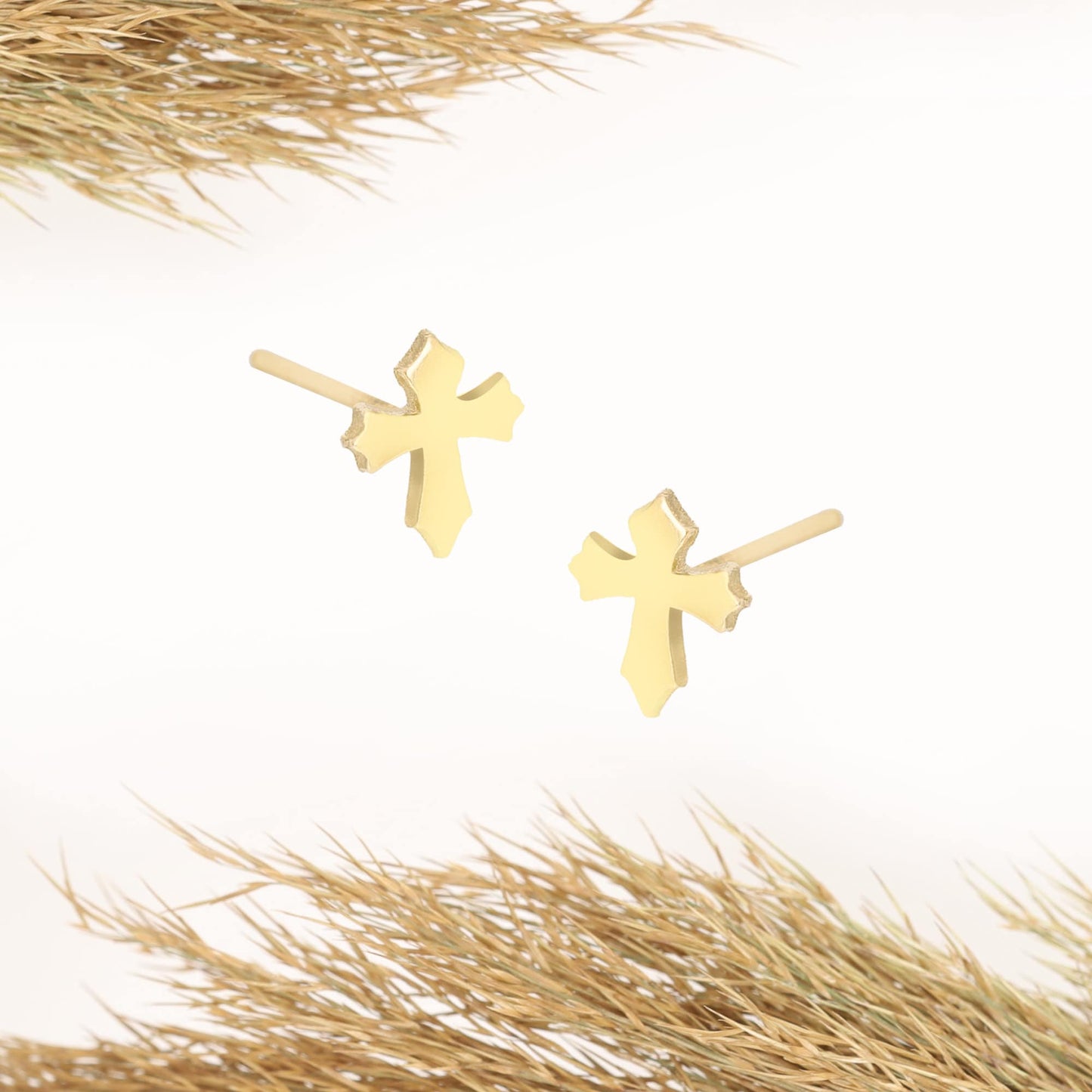 925 Sterling Silver Tiny Cross Earrings