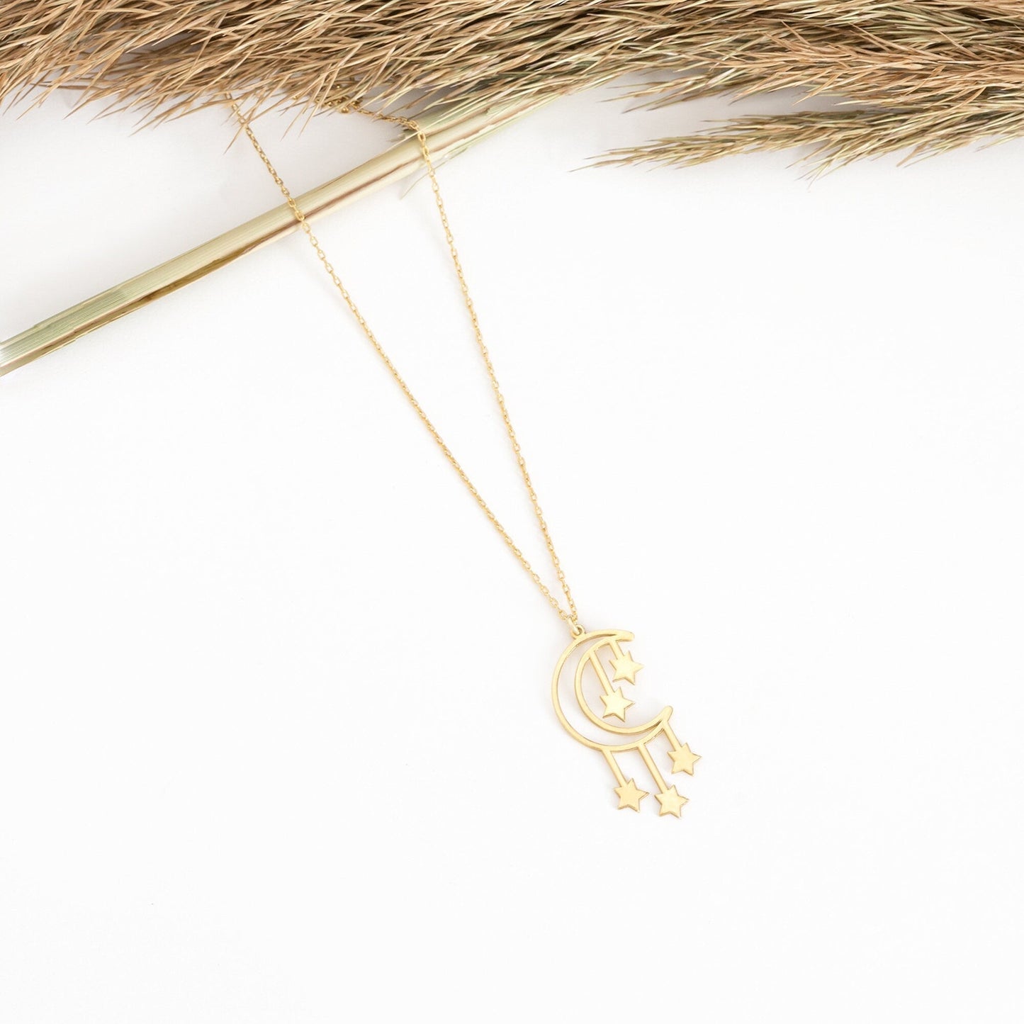 925 Sterling Silver Moon And Star Necklace