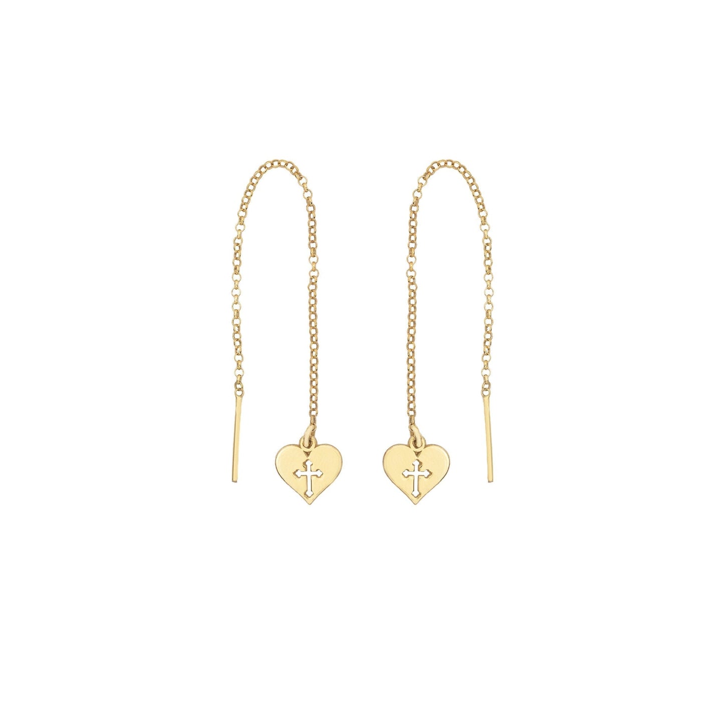 925 Sterling Silver Yarn Heart Cross Earrings