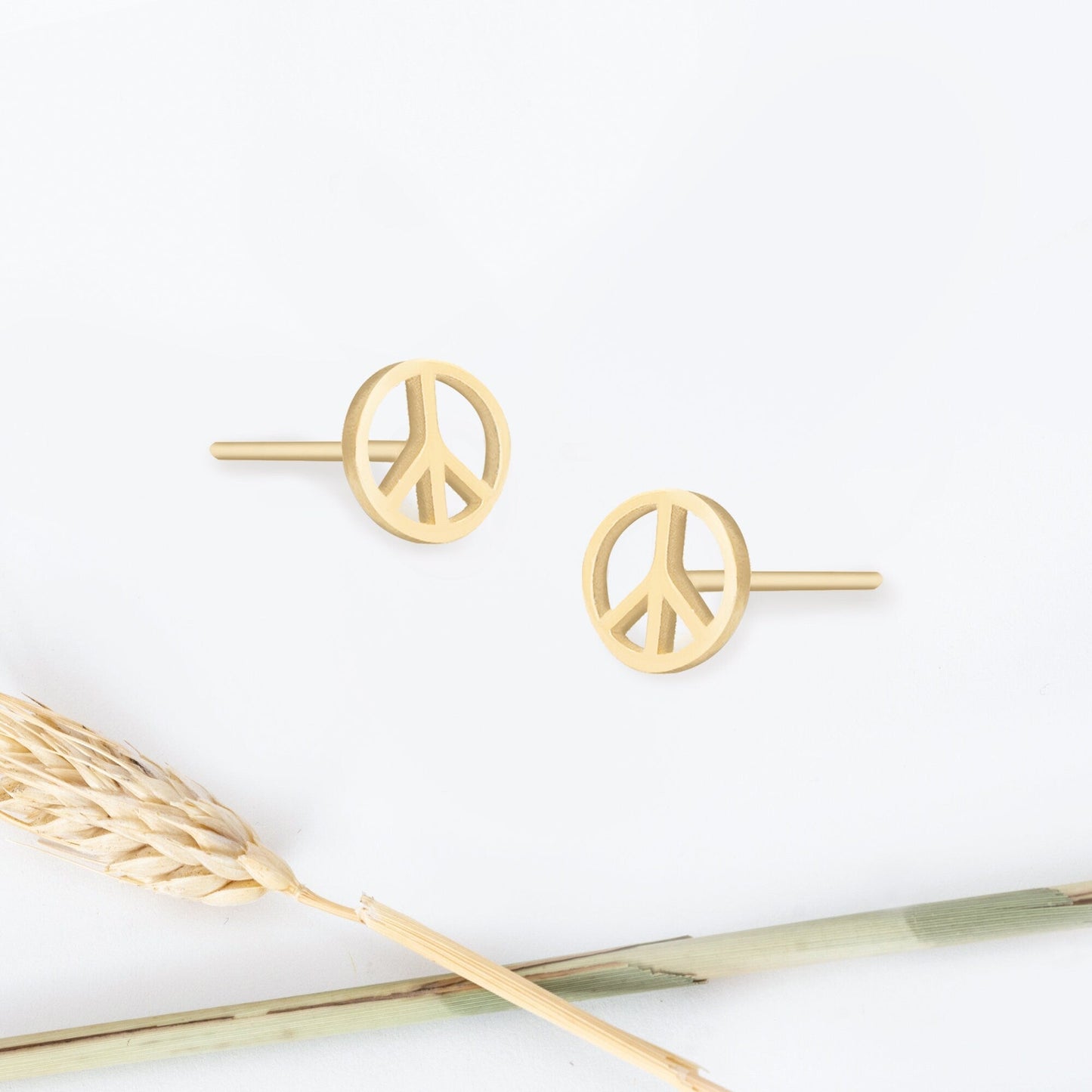 925 Sterling Silver Tiny Peace Sign Earrings