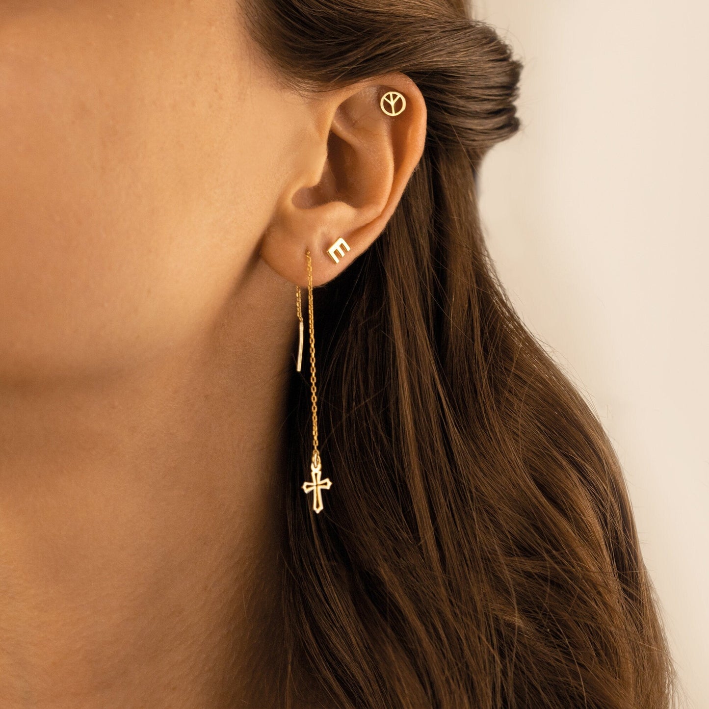 925 Sterling Silver Tiny Peace Sign Earrings
