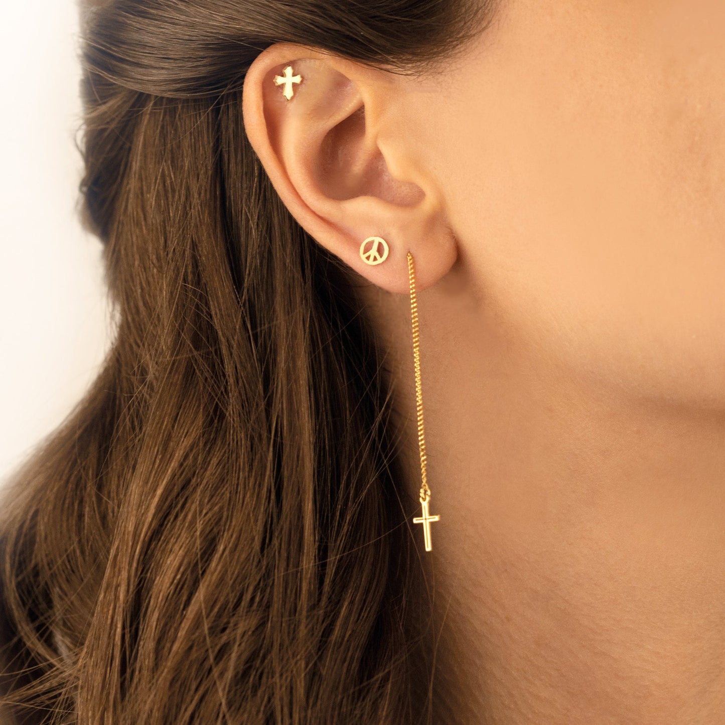 925 Sterling Silver Tiny Peace Sign Earrings